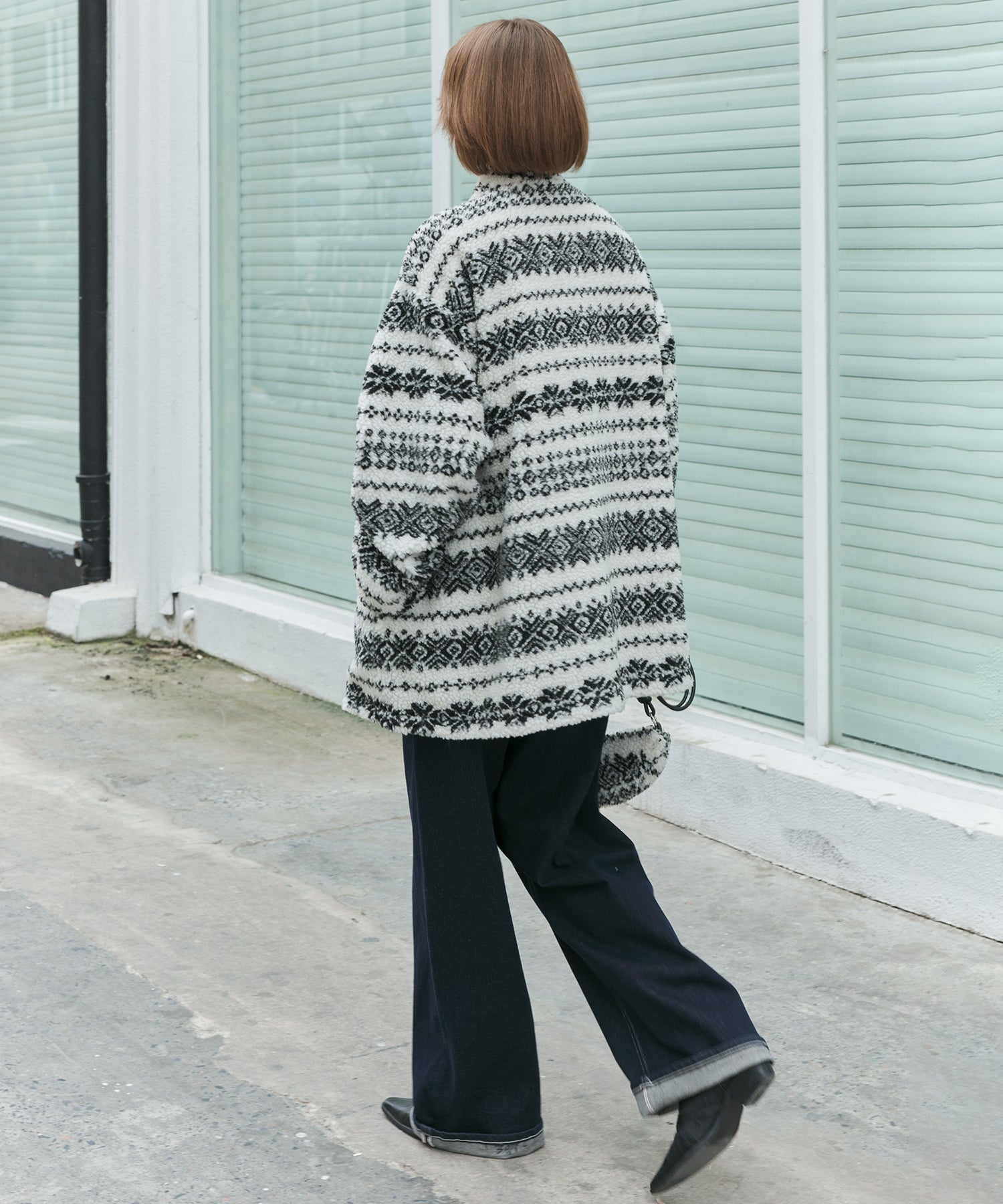 Fair Isle Relaxed Fit Fleece Jacket