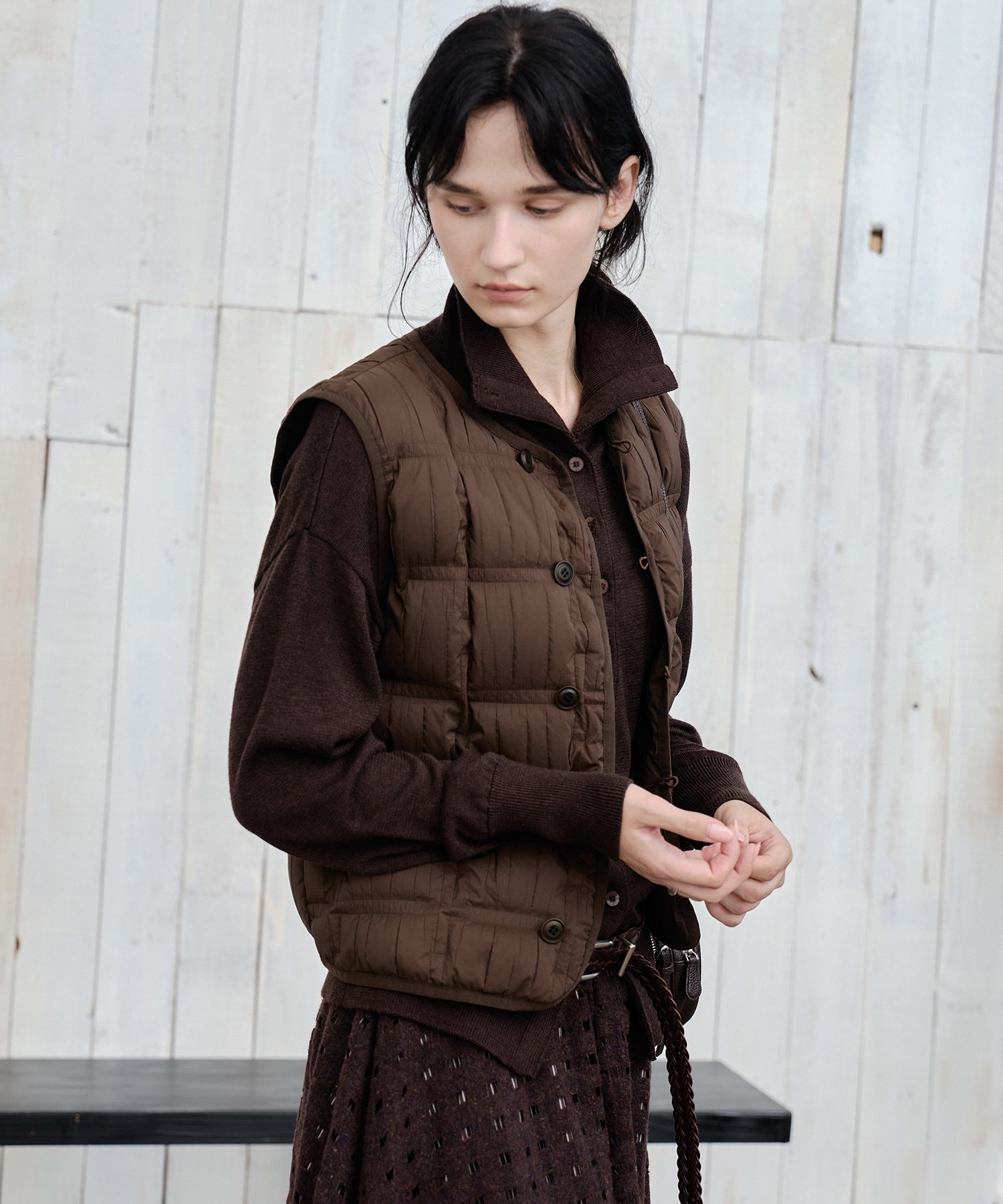 Lightweight Crinkled Down Vest
