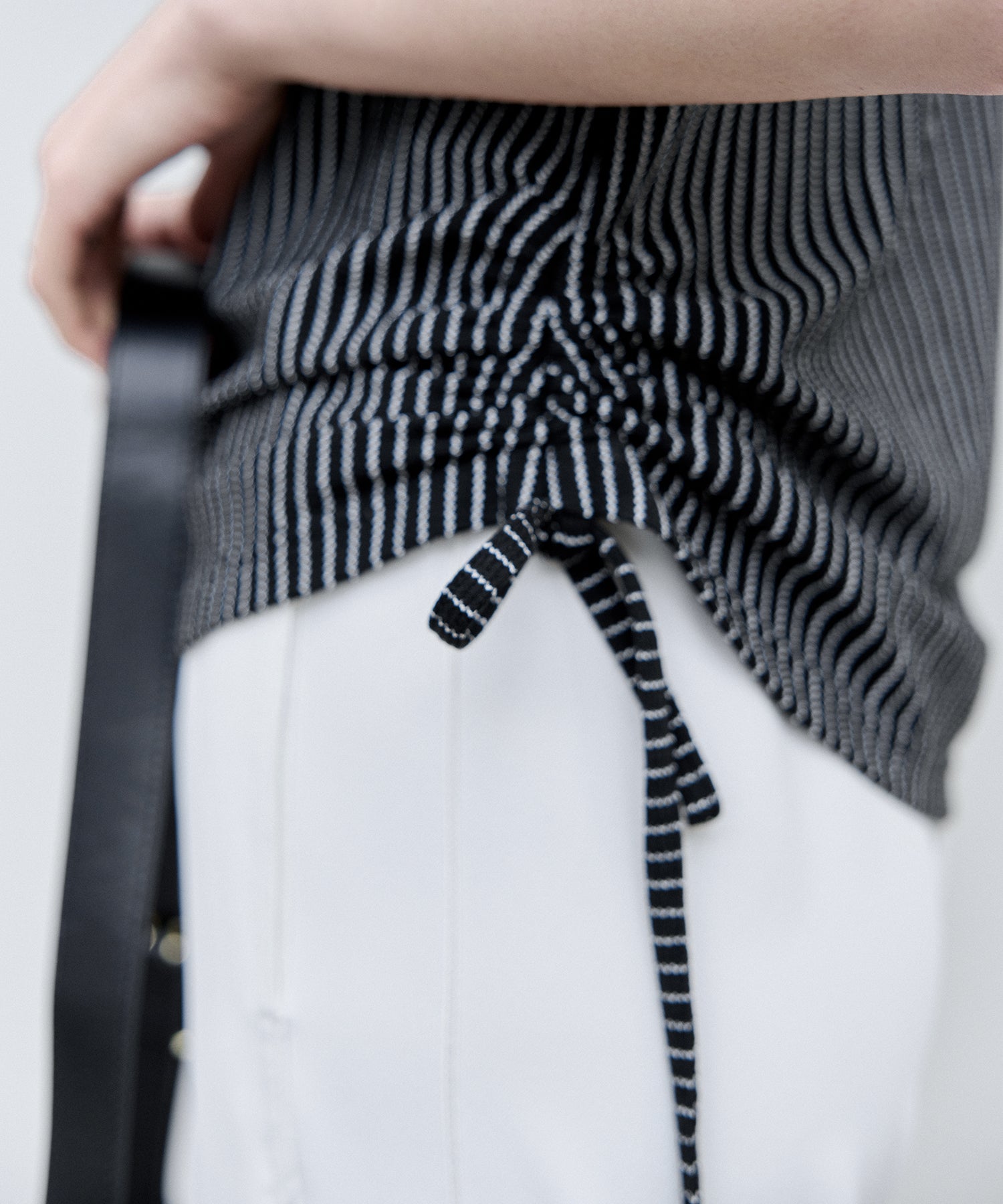 Striped Sleeveless Top with Adjustable Hem &amp; Boat Neck