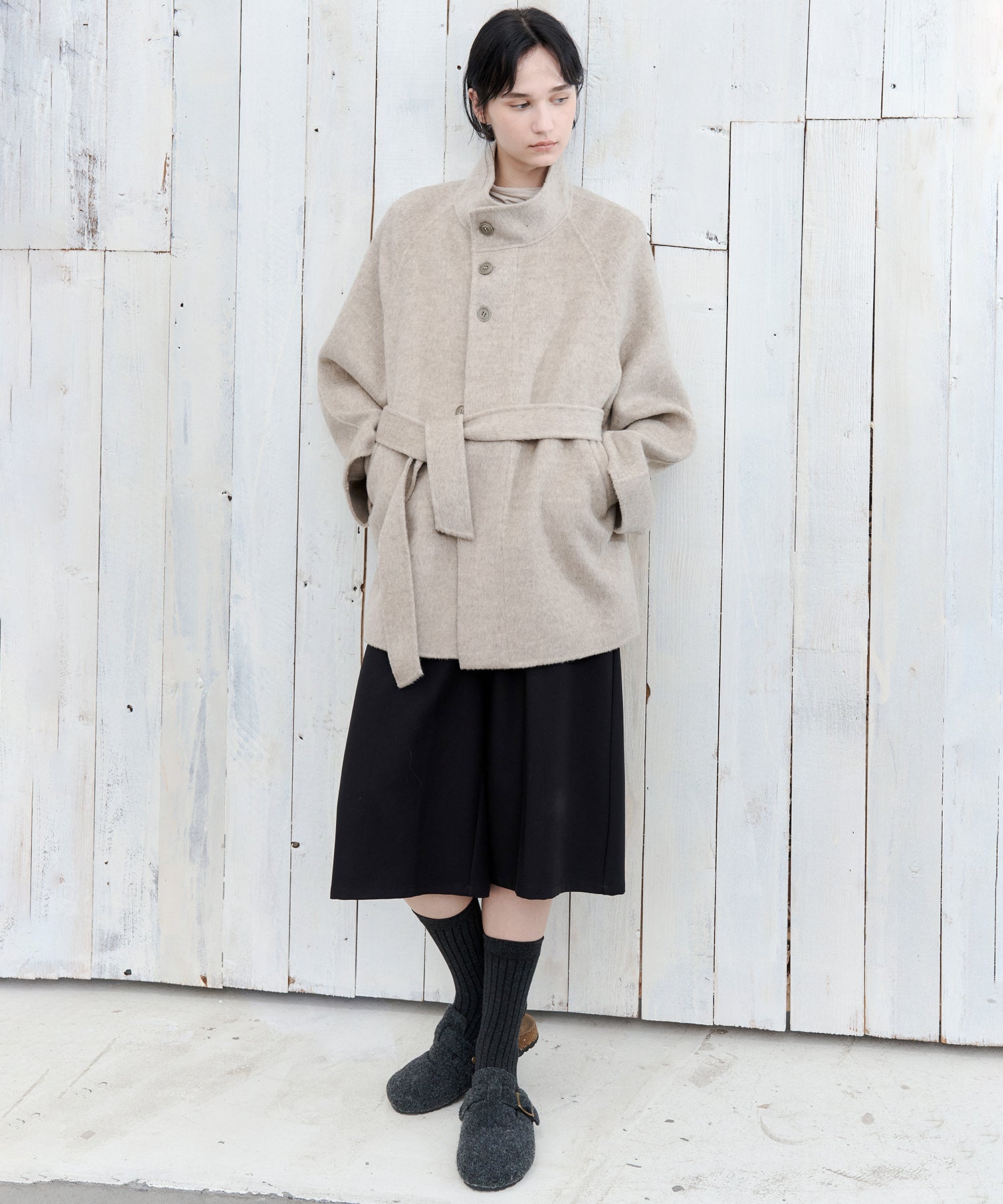 Wool Stand Collar Short Coat