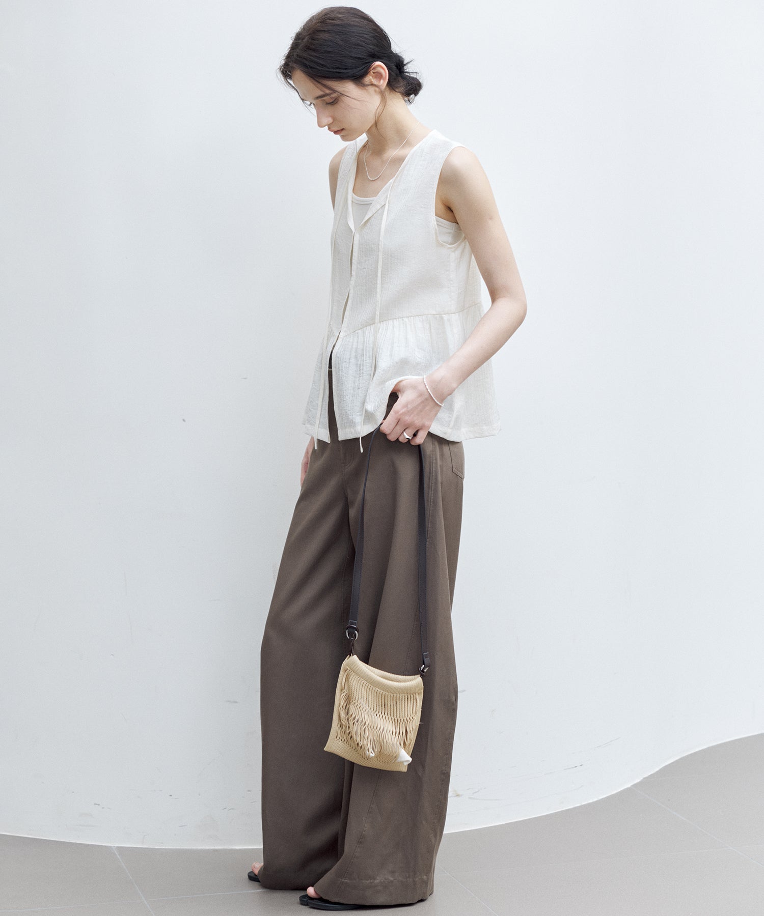 Flowy Tie Design Vest – Layered Look Summer Blouse