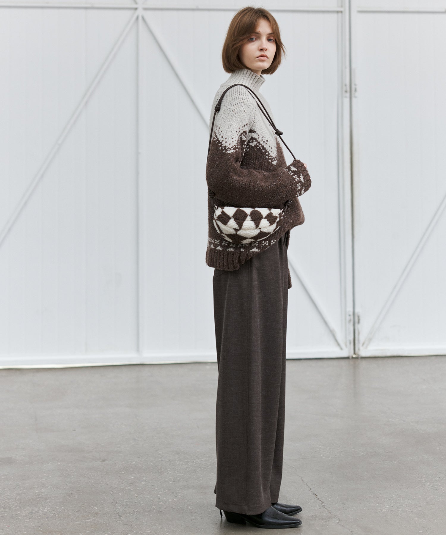 Totem Pattern Heavyweight Jacquard Turtleneck Sweater