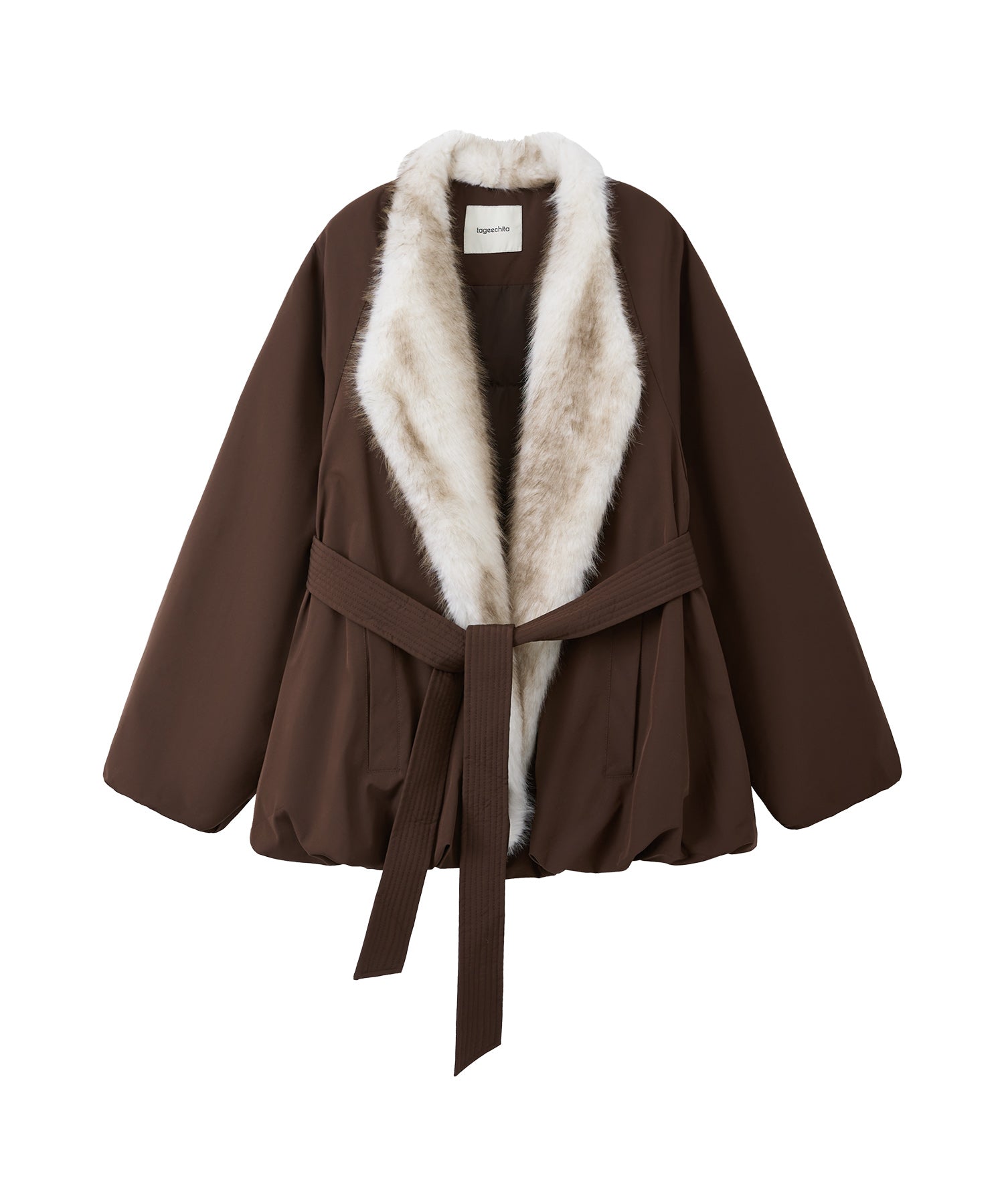 Faux Fur Collar Balloon Down Jacket