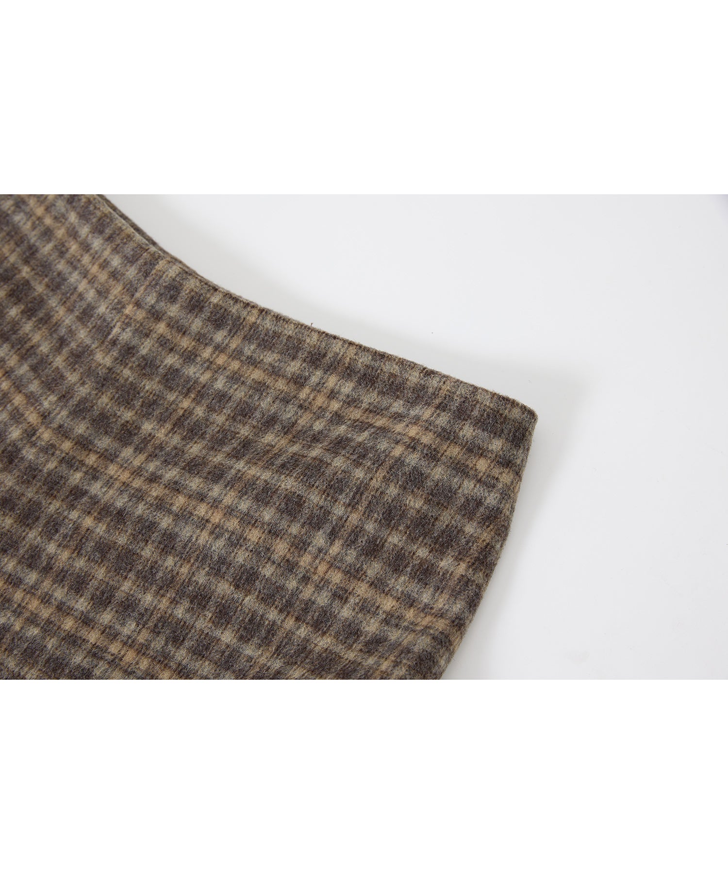 Wool Blend Yarn-Dyed Vintage Check Brushed Wide-Leg Pants