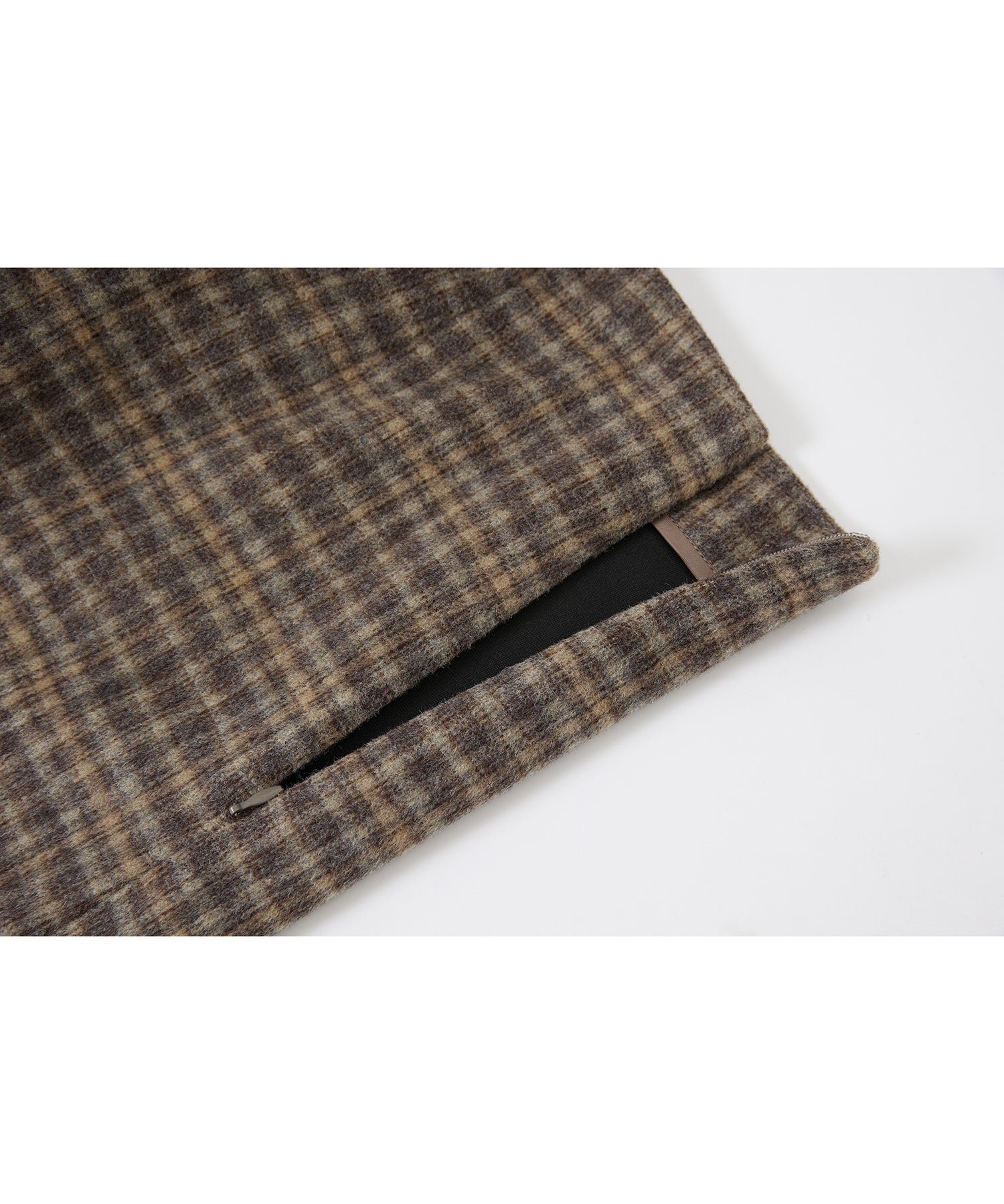 Wool Blend Yarn-Dyed Vintage Check Brushed Wide-Leg Pants