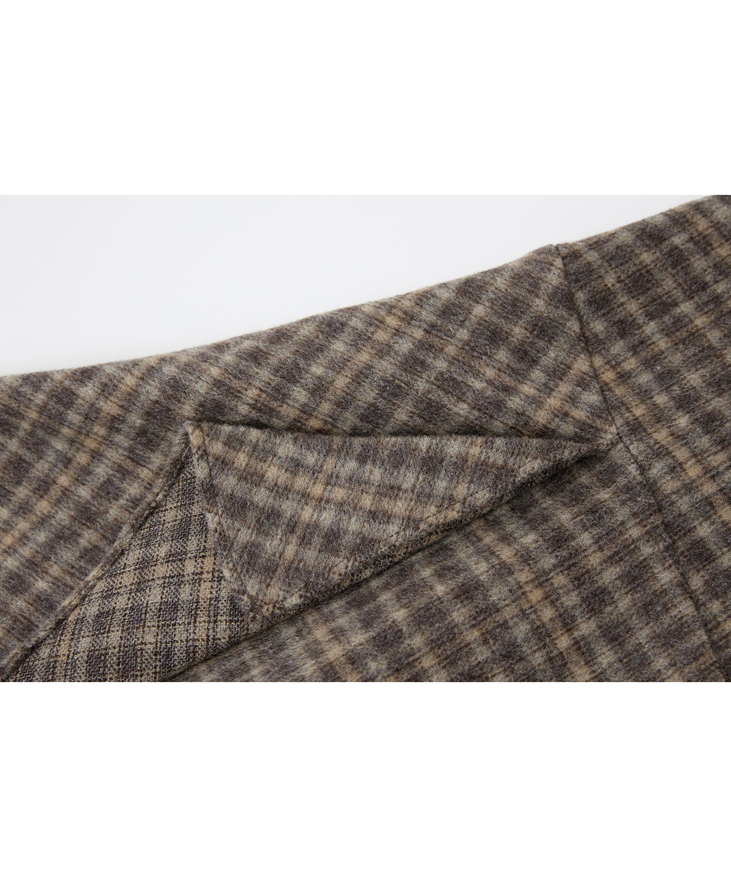 Wool Blend Irregular Flake Detail Yarn-Dyed Vintage Check Brushed A-Line Midi Skirt