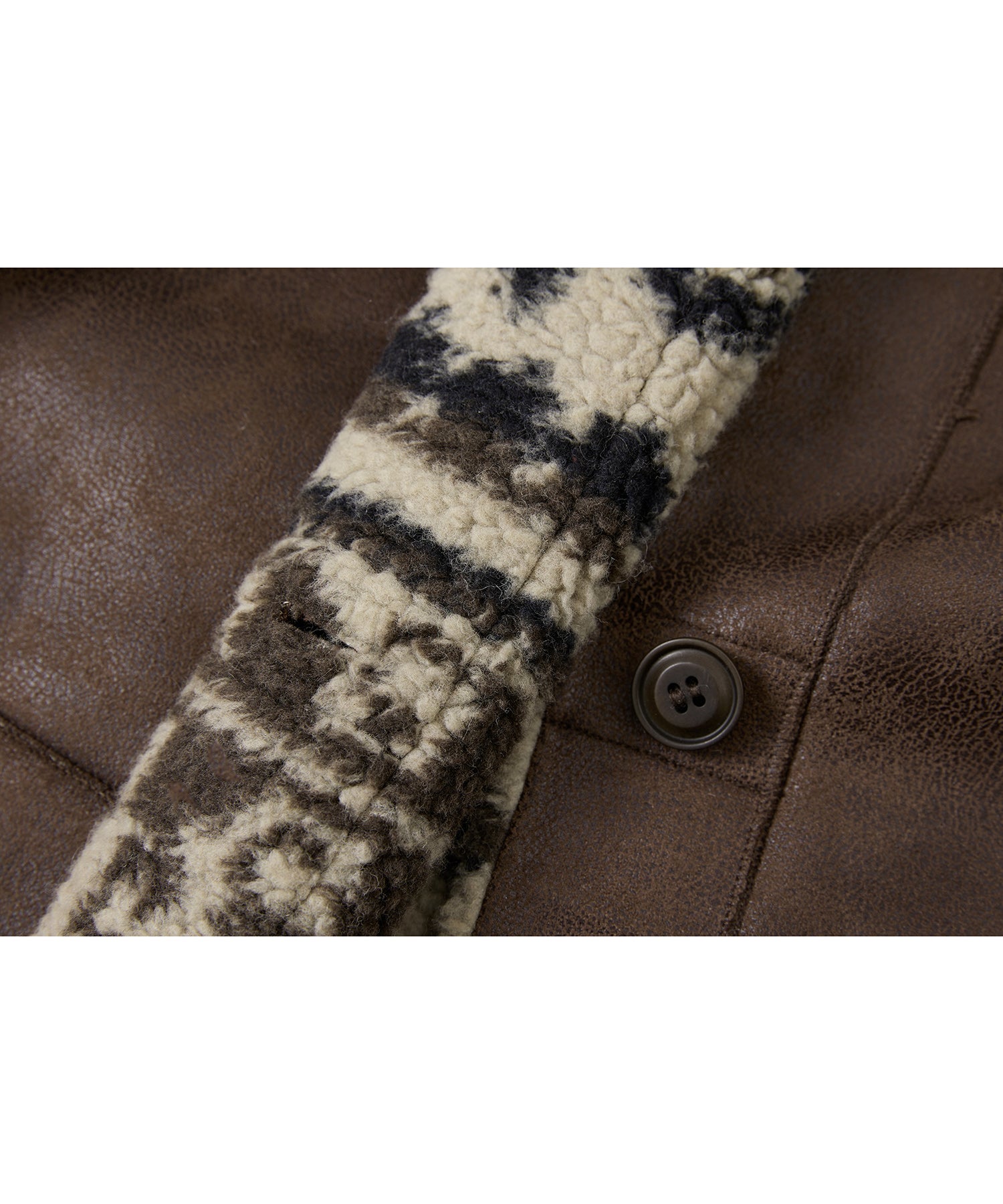 Fair Isle Faux Shearling Jacket with Gloves