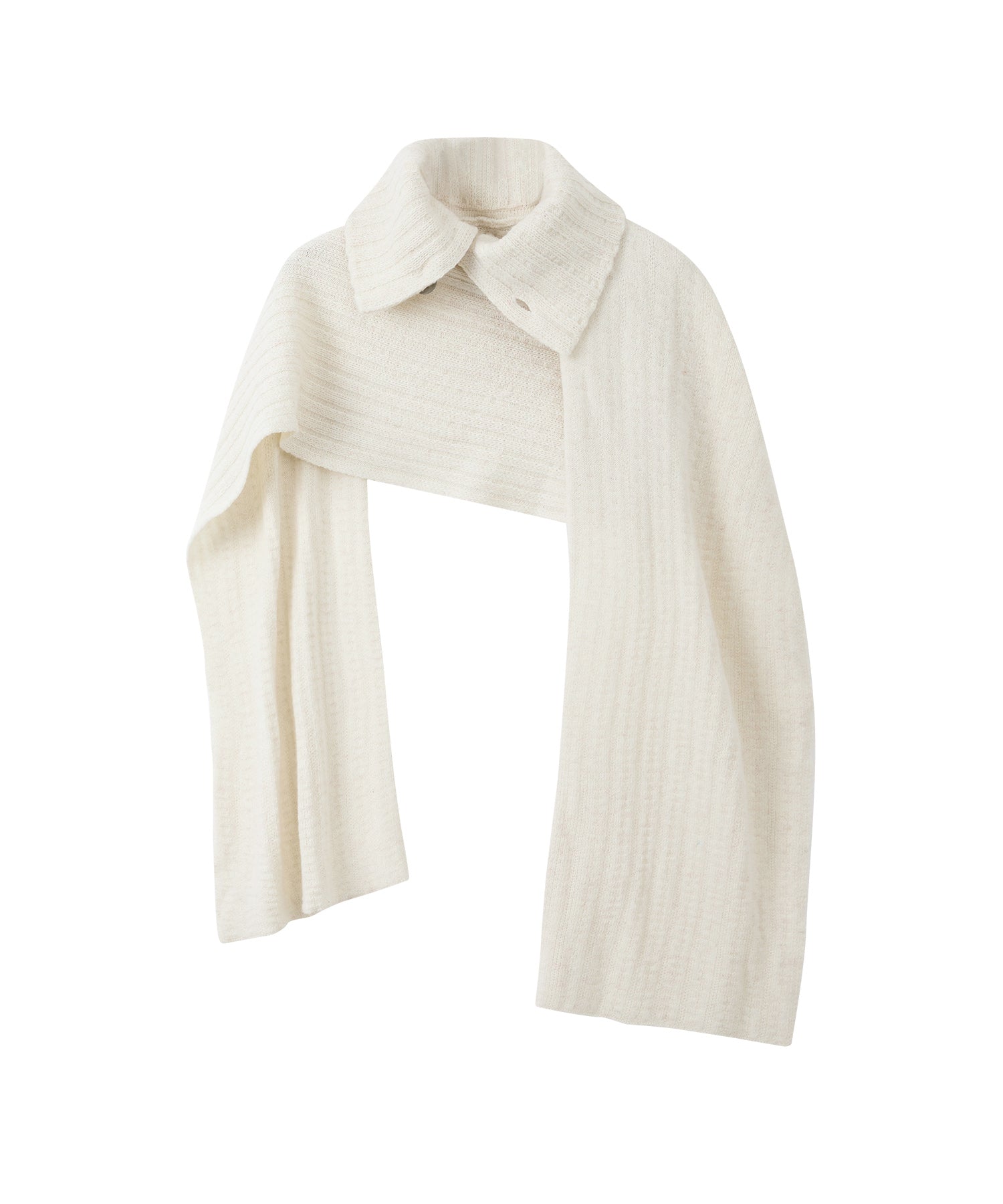 Asymmetric High-Neck Textured Knit Poncho Scarf