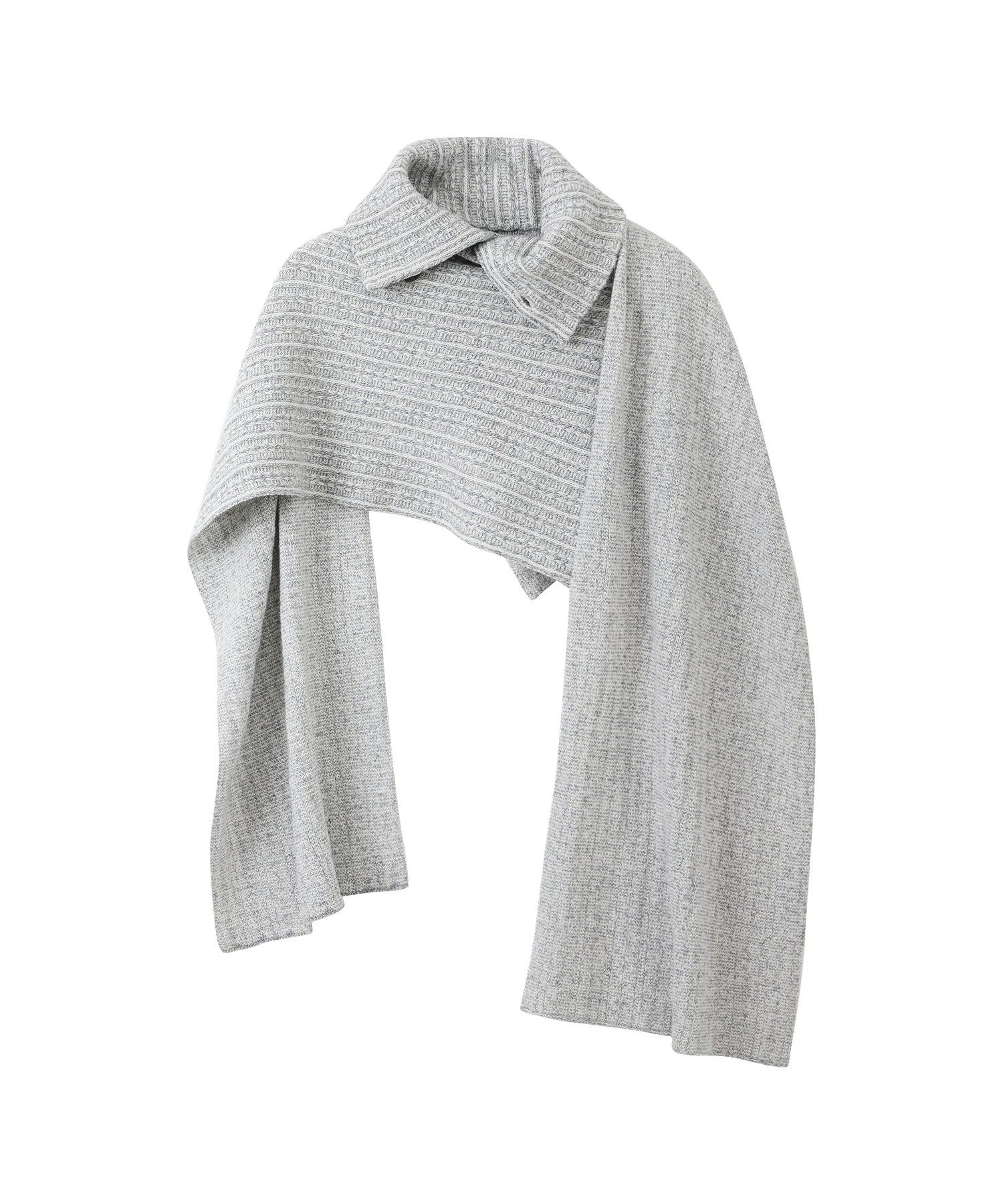 Asymmetric High-Neck Textured Knit Poncho Scarf