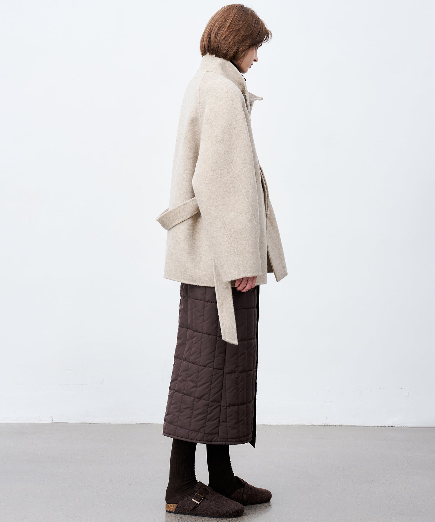 Wool Stand Collar Short Coat