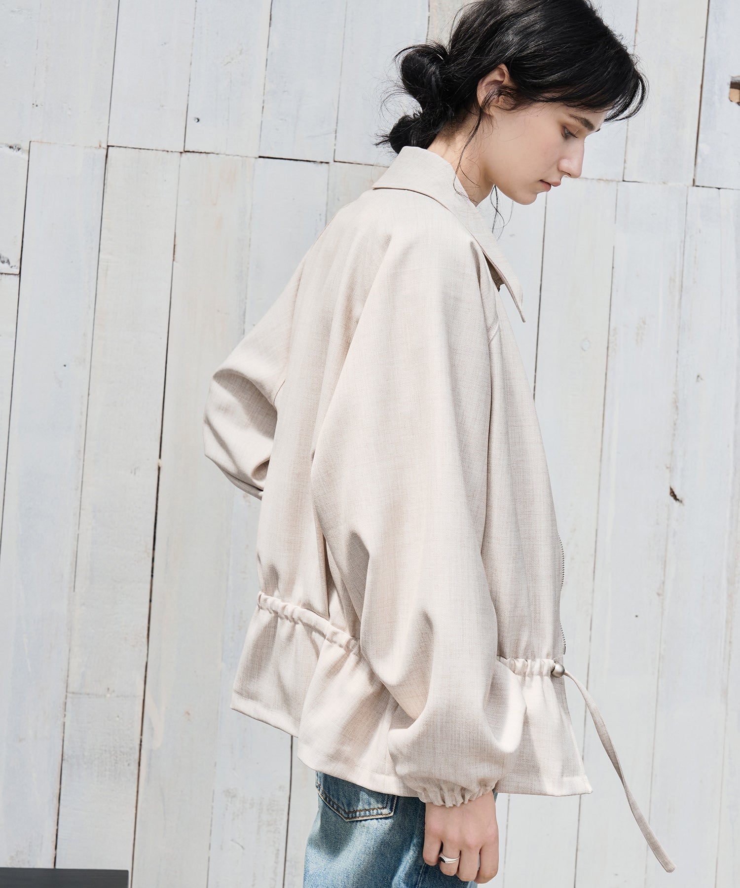 Drawstring-Waist Casual Jacket