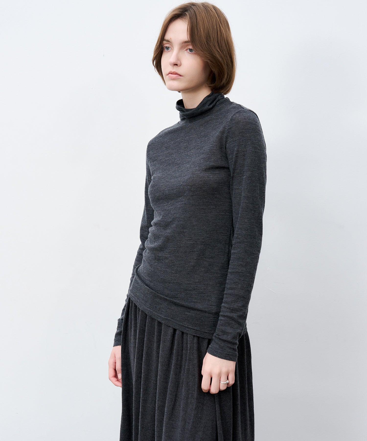 Slim-Fit Wool Turtleneck Knit Top