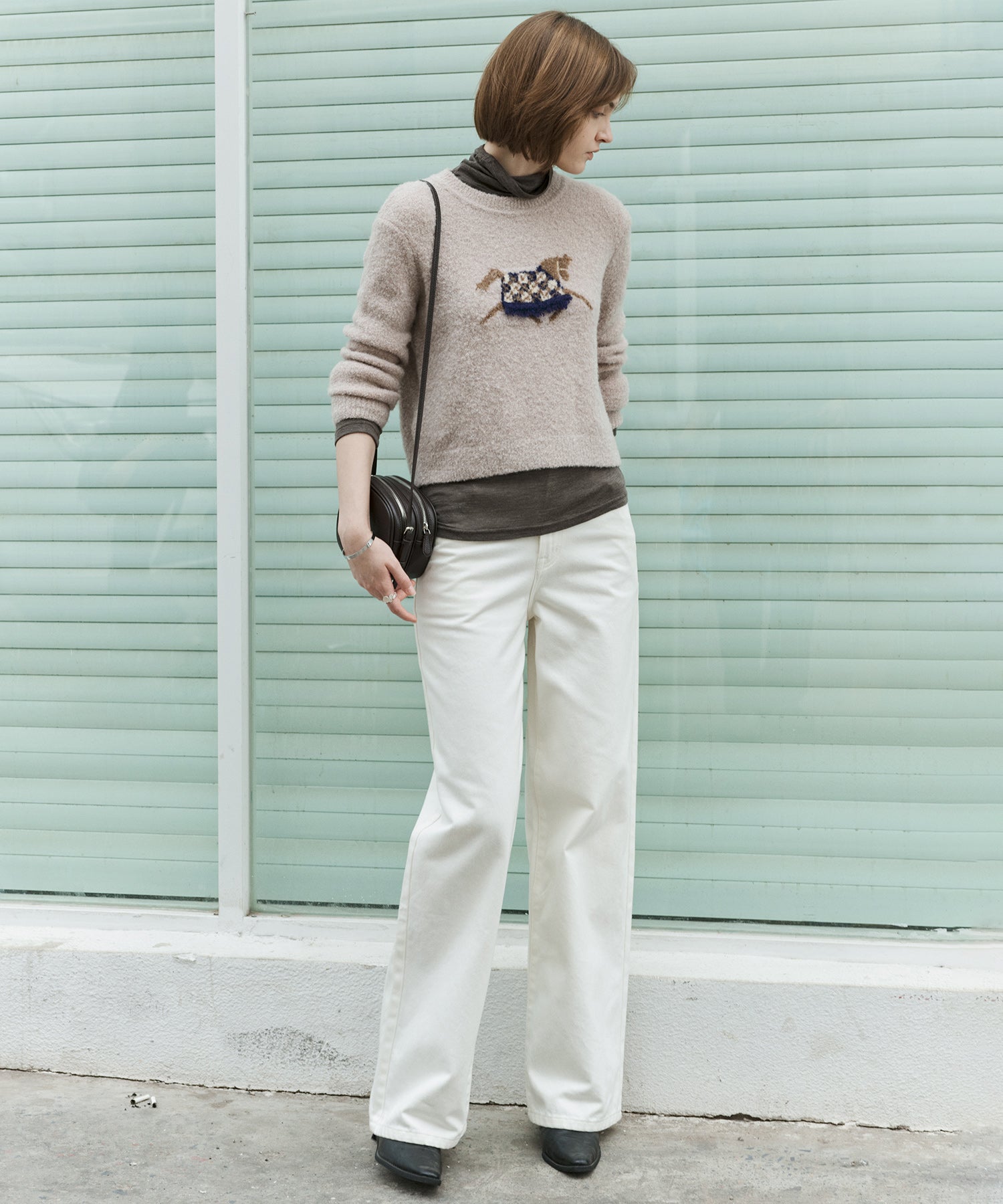 Pony Jacquard Crewneck Knit Sweater