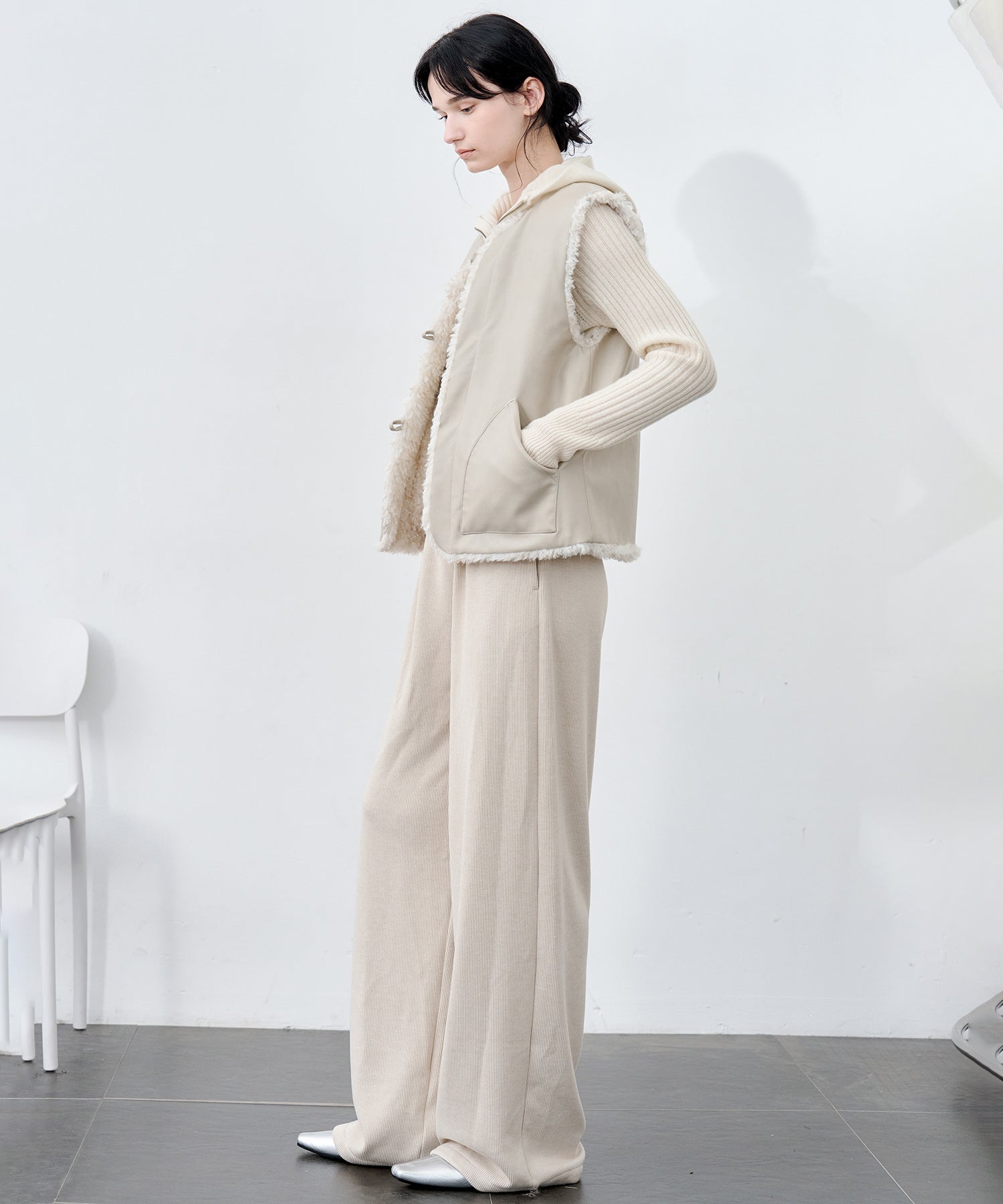 Knit Fleece Drawstring Wide Pants