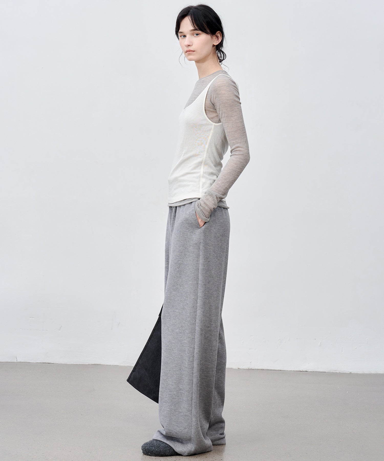 Knit Fleece Drawstring Wide Pants