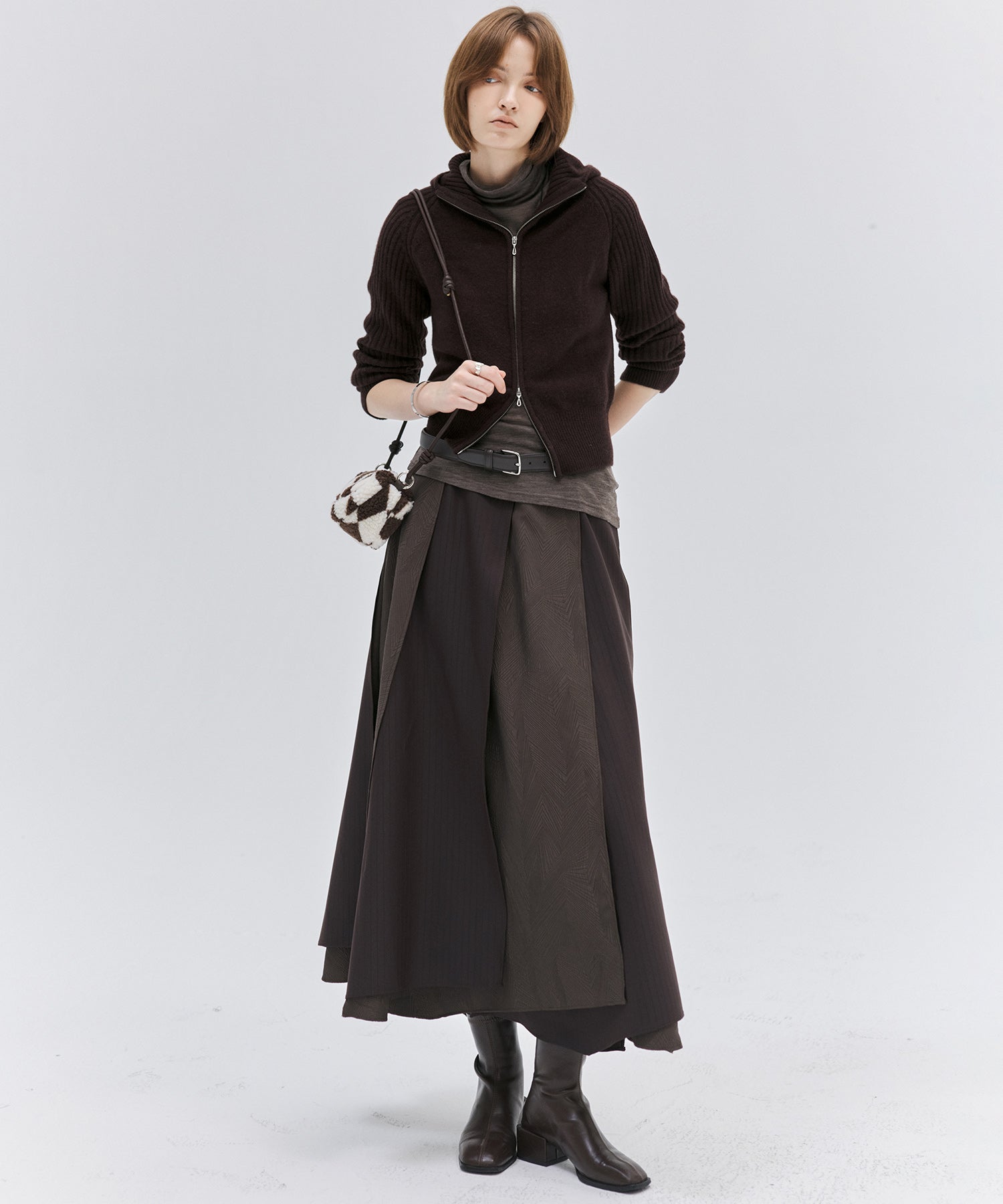 100% Wool Open Front Hooded Knit Cardigan