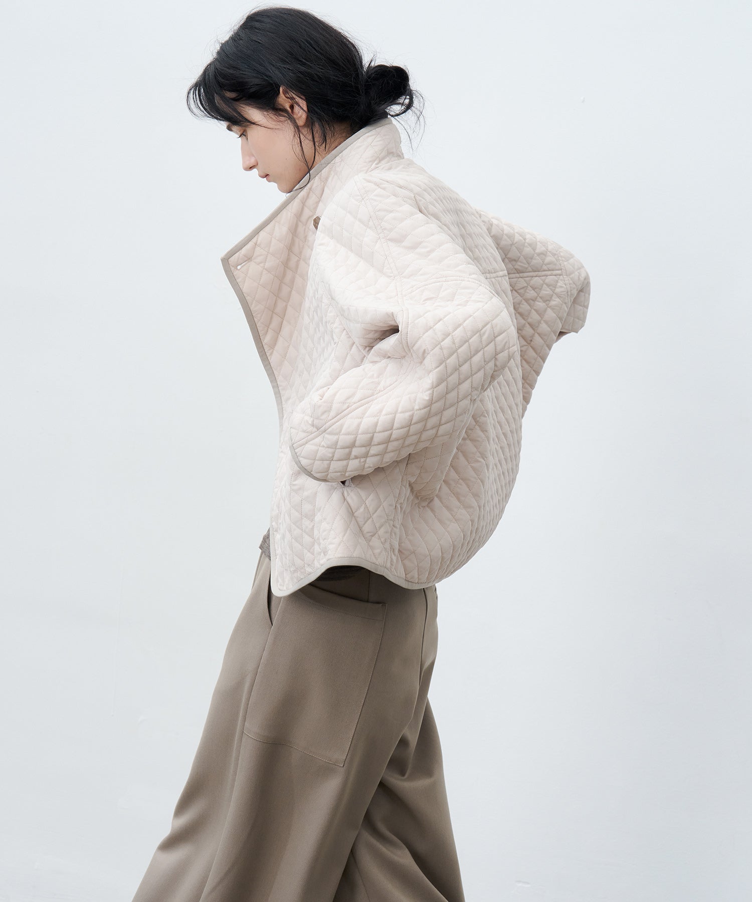 Asym Collar Quilted Padded Jacket