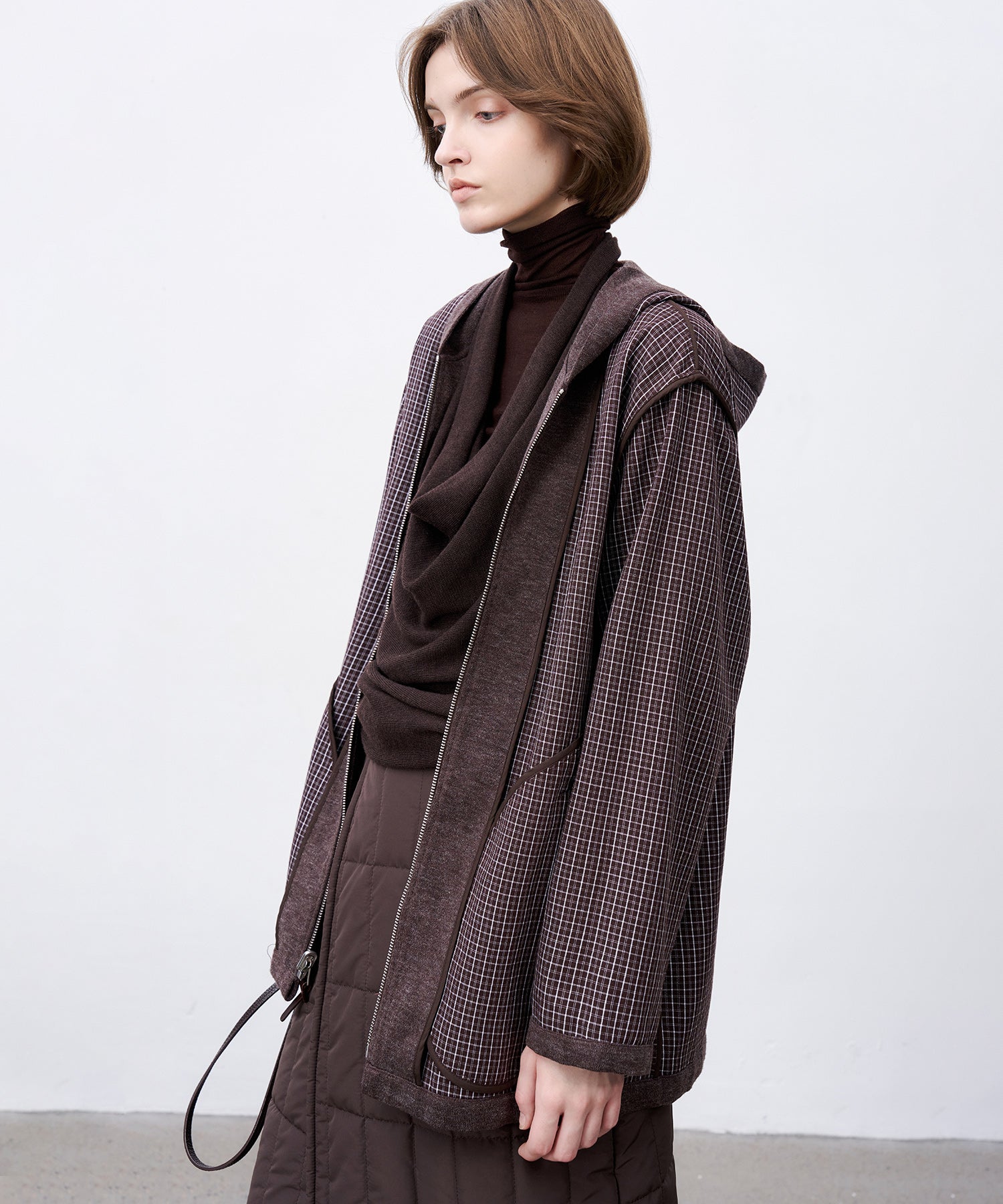Plaid Double-Sided Oversized Zip Hoodie