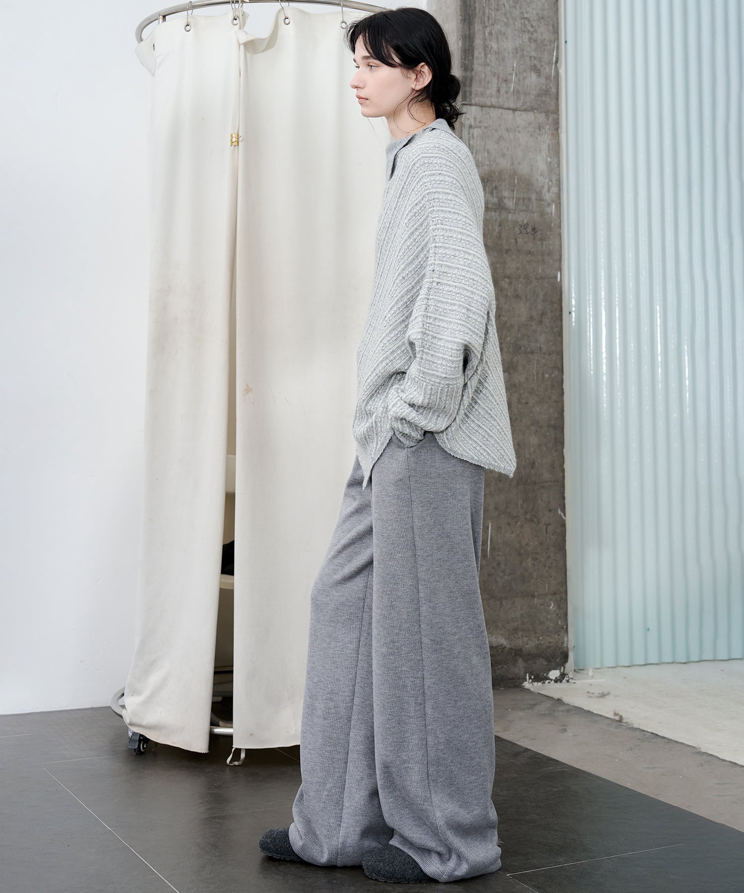 Knit Fleece Drawstring Wide Pants