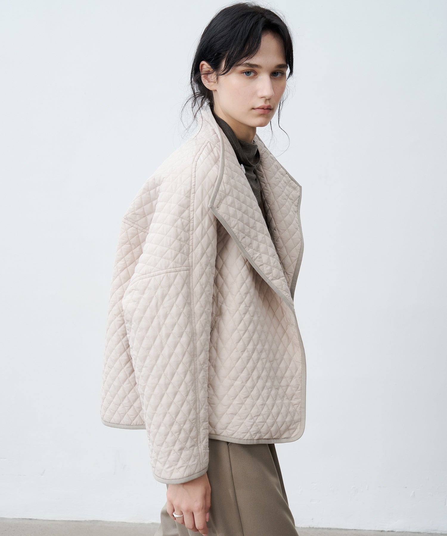 Asym Collar Quilted Padded Jacket