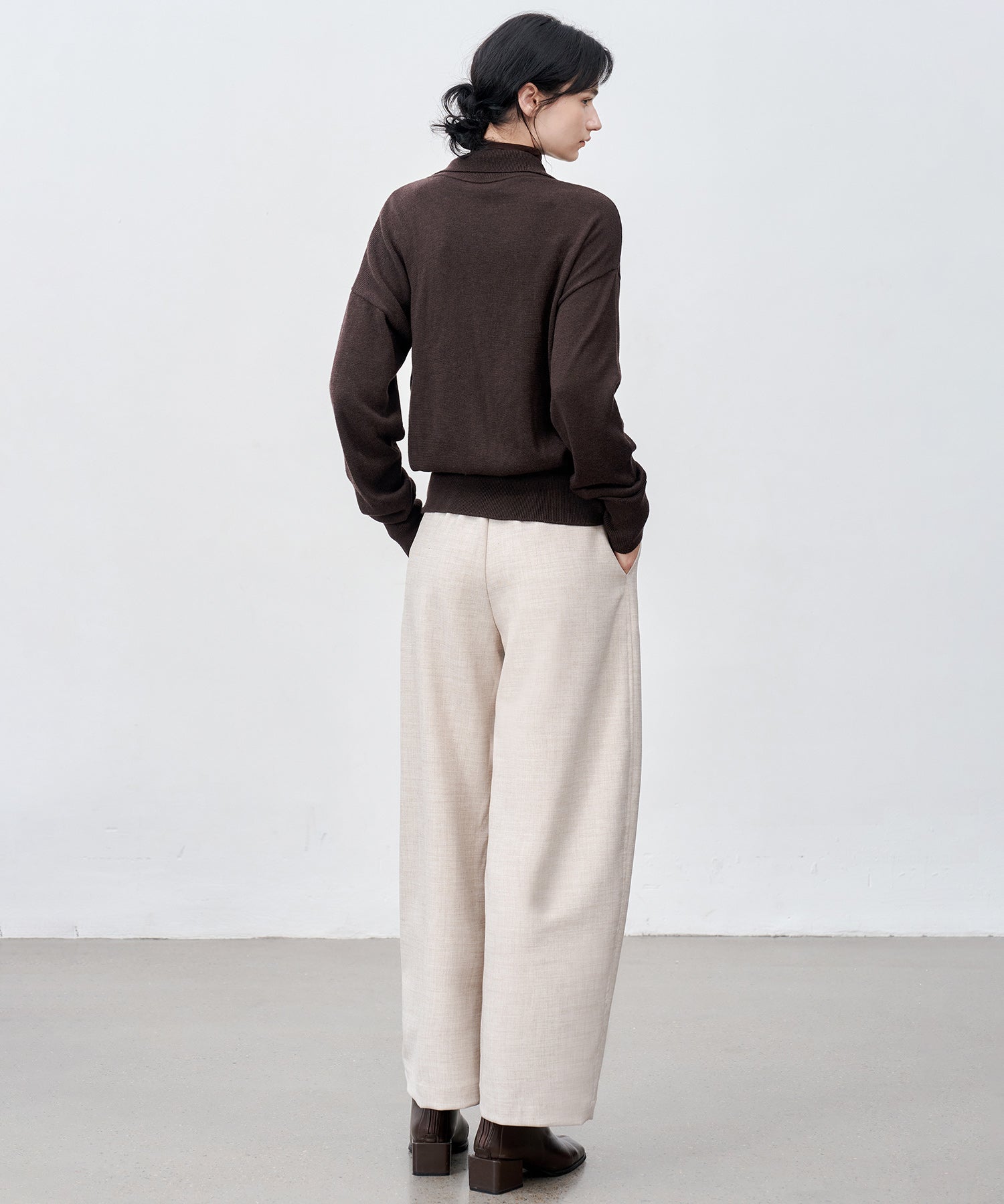 High Neck Lightweight Knit Cardigan Sweater