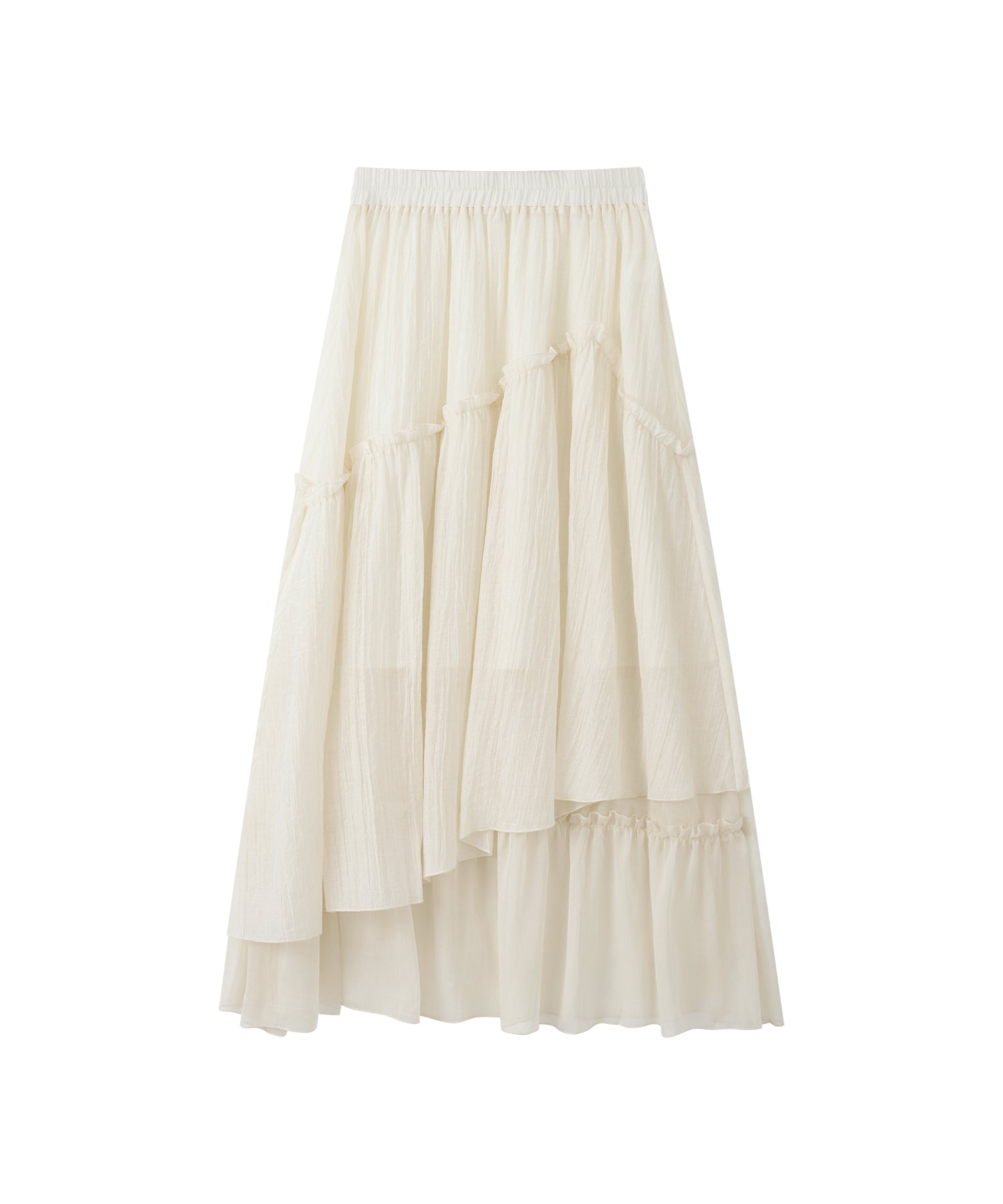 「7月上旬～中旬出荷」Sheer Panel Tiered Flare Skirt