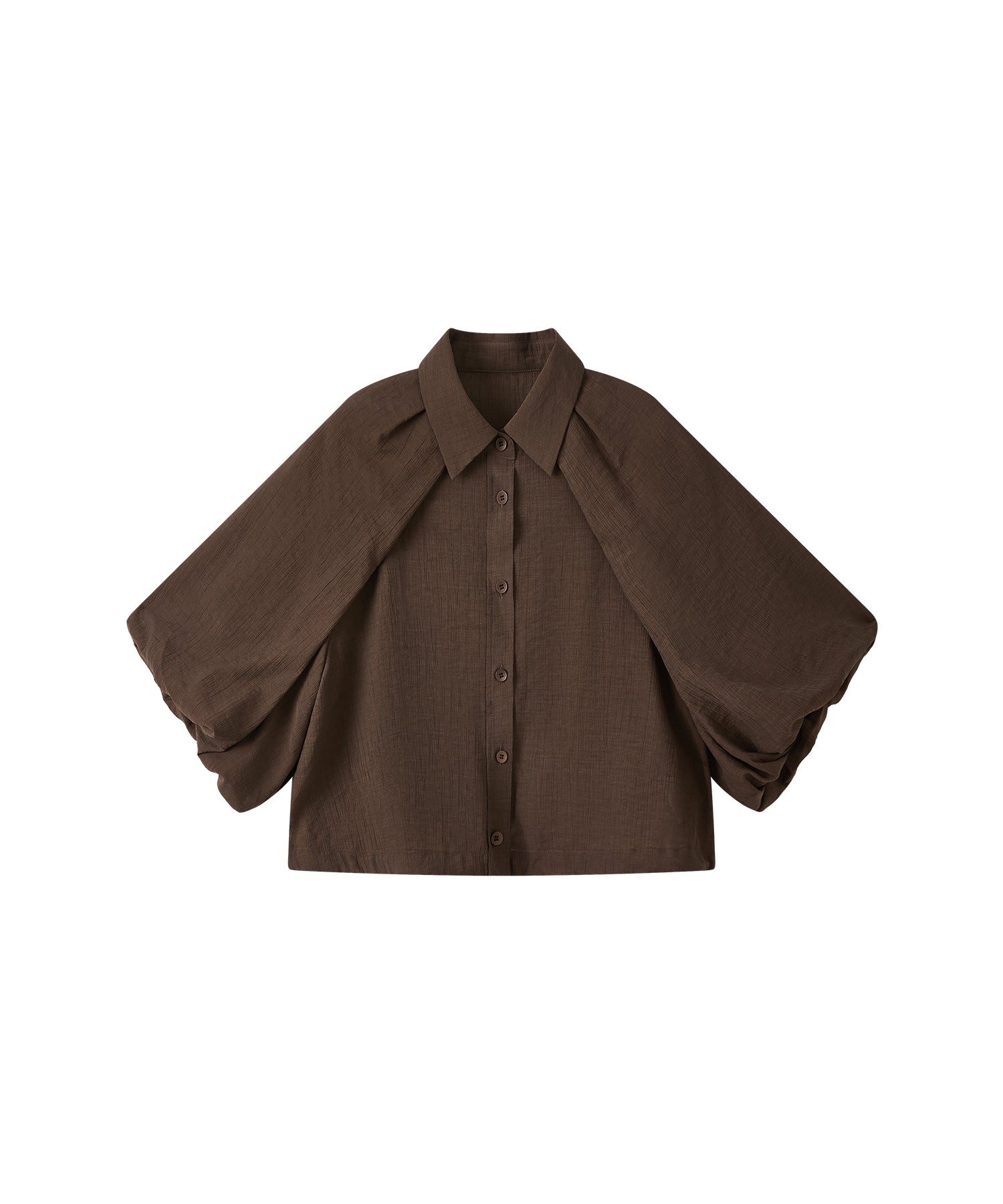 「7月上旬～中旬出荷」Sheer Stripe Balloon Sleeve Cropped Shirt