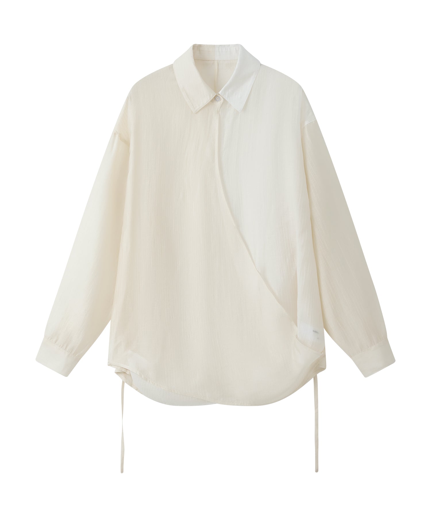 Bi-color Asymmetric Neck Sheer Shirt