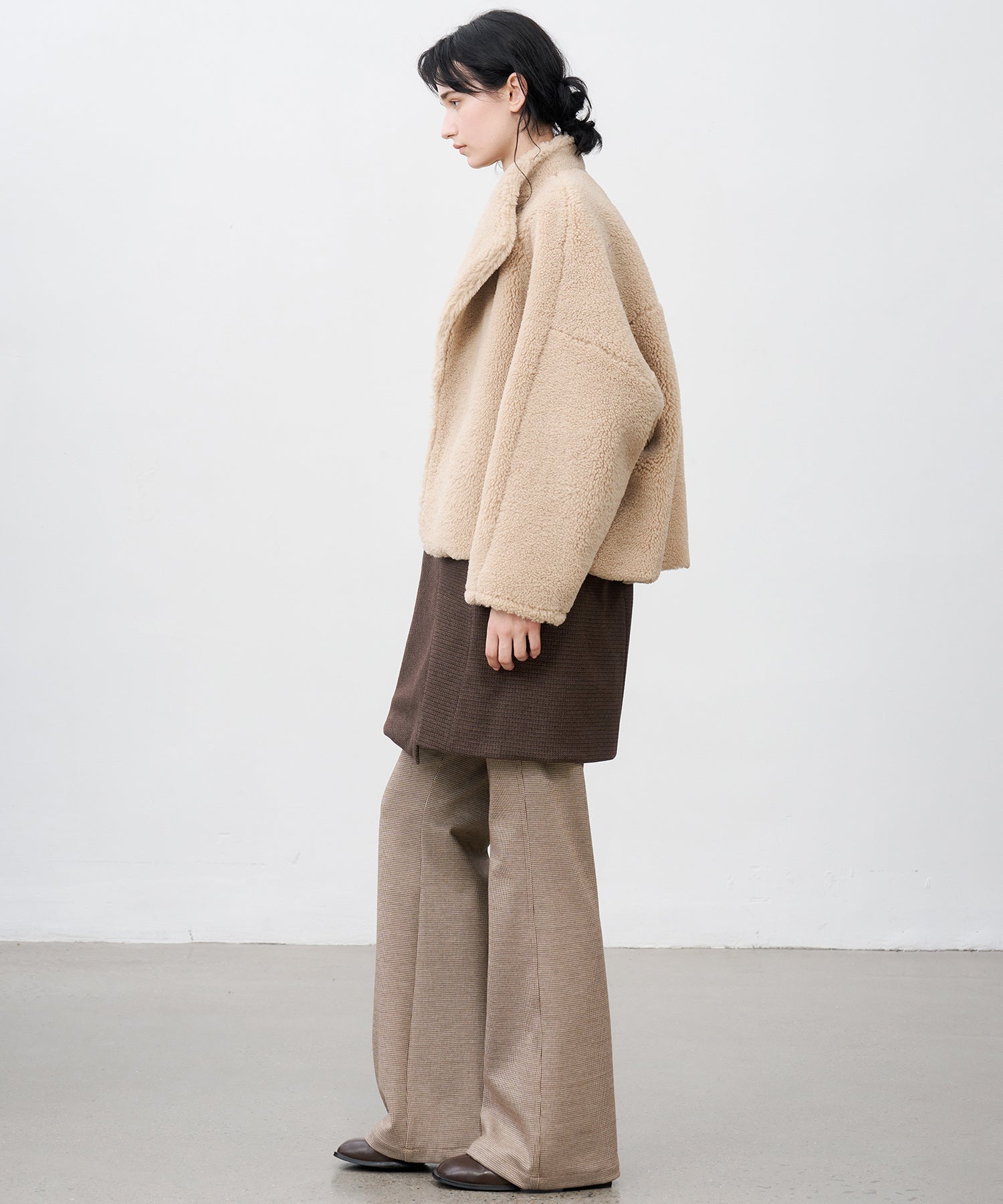 Asymmetric Collar Faux Shearling Short Jacket