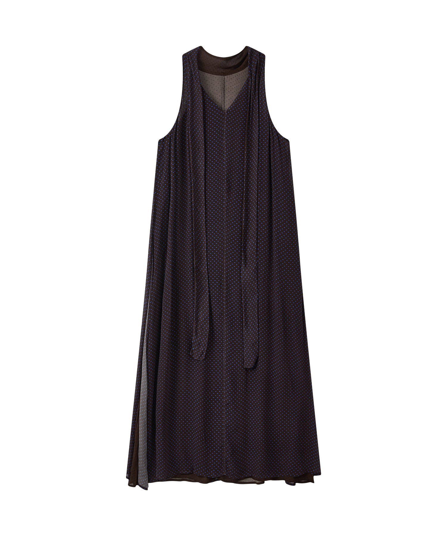 Dot Scarf Detail V-Neck Dress