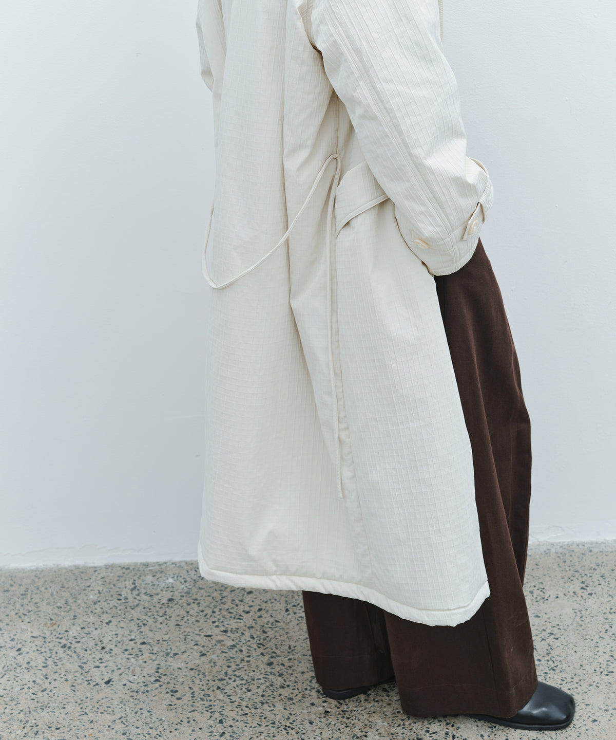 「10月下旬出荷予定」Striped Quilted Belted Long Coat