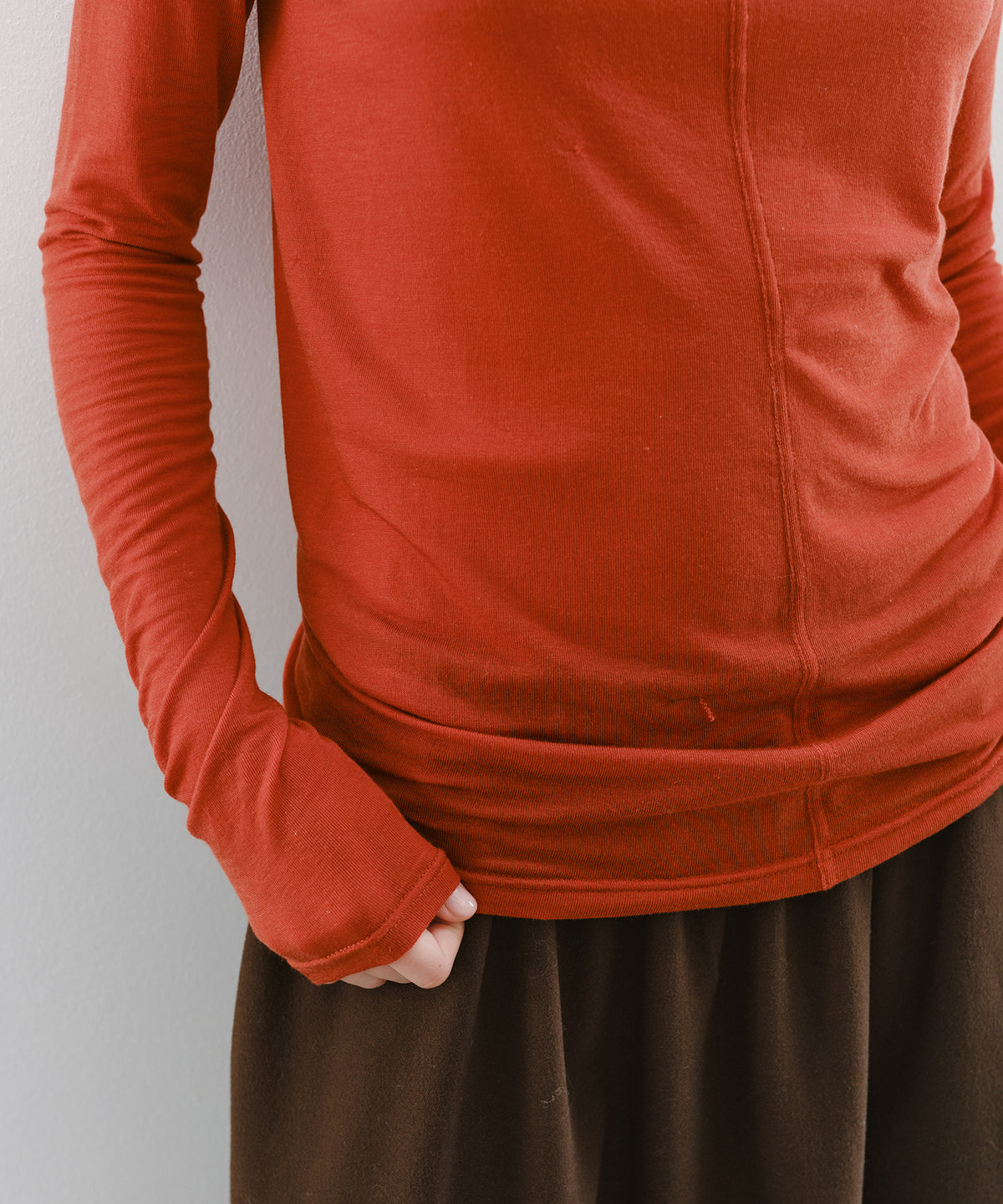 「10月下旬出荷予定」Cashmere-Blend Sheer Mellow Neck Long Sleeve Top