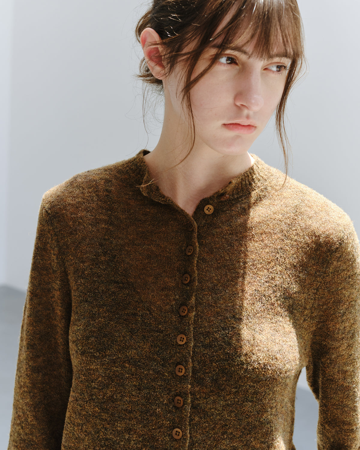 「10月下旬出荷予定」Melange Wool-Blend Multi Button Knit Cardigan