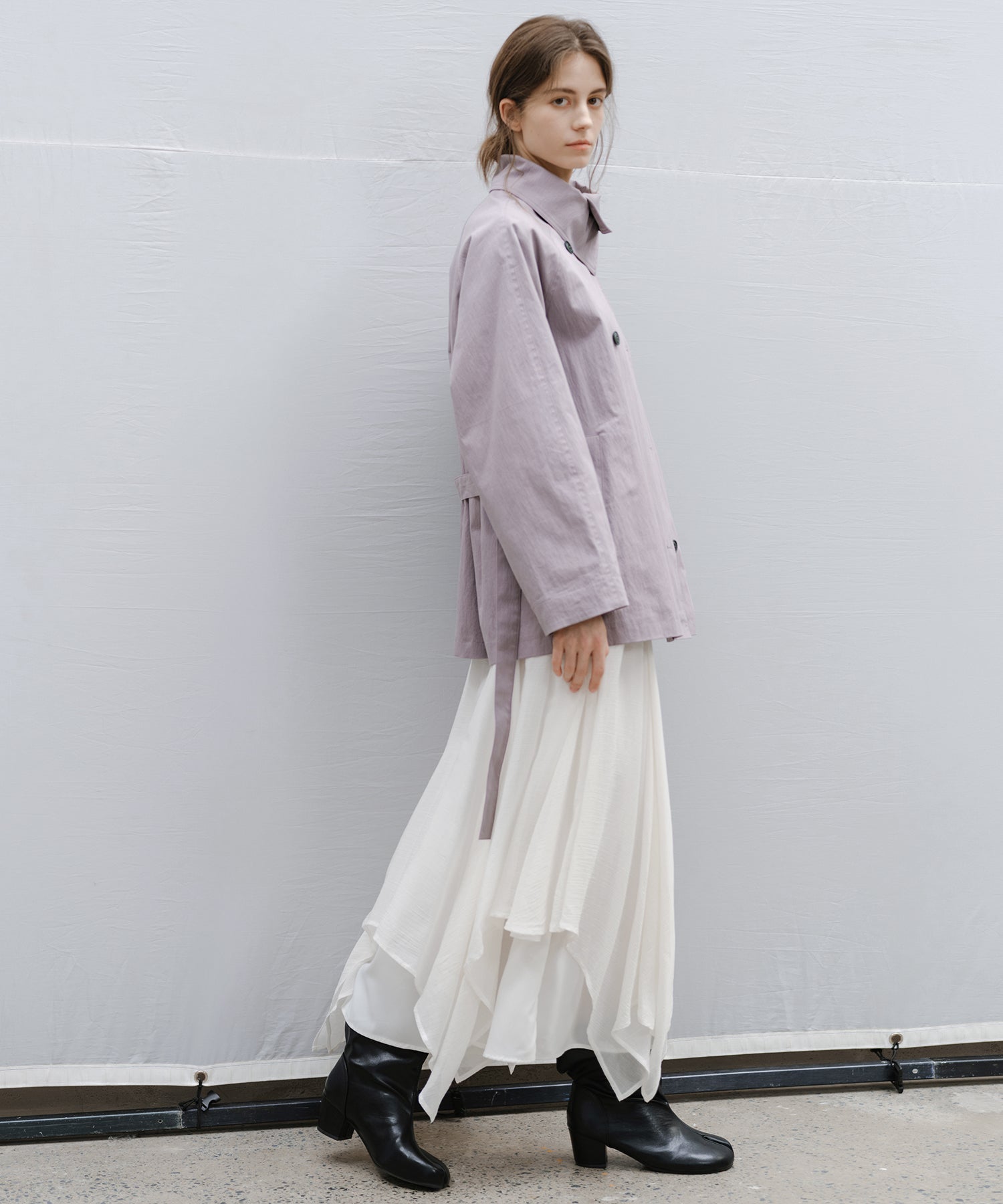 Wrap Collar Belted Cropped Trench Jacket
