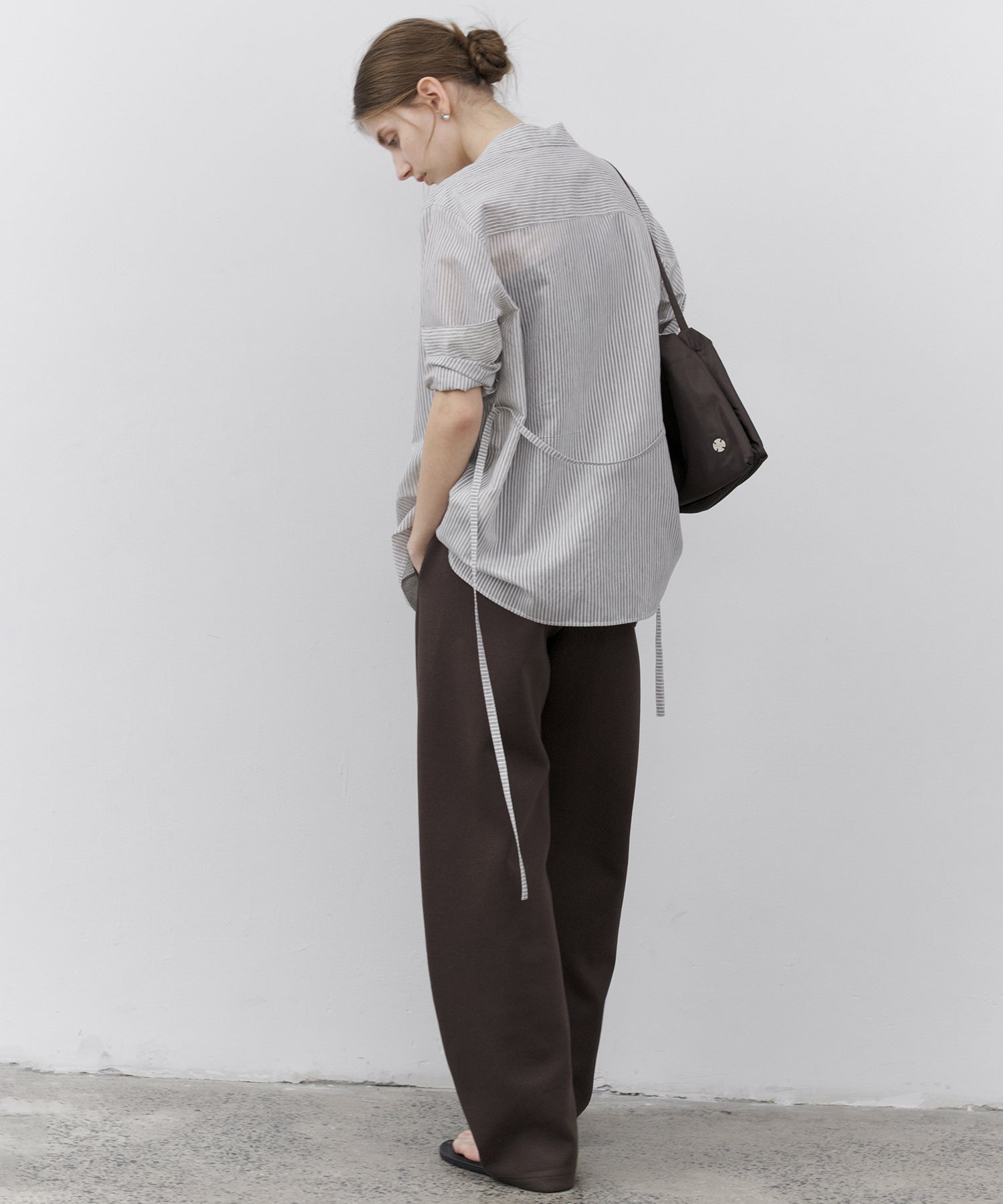 Sheer Stripe Wrap Shirt