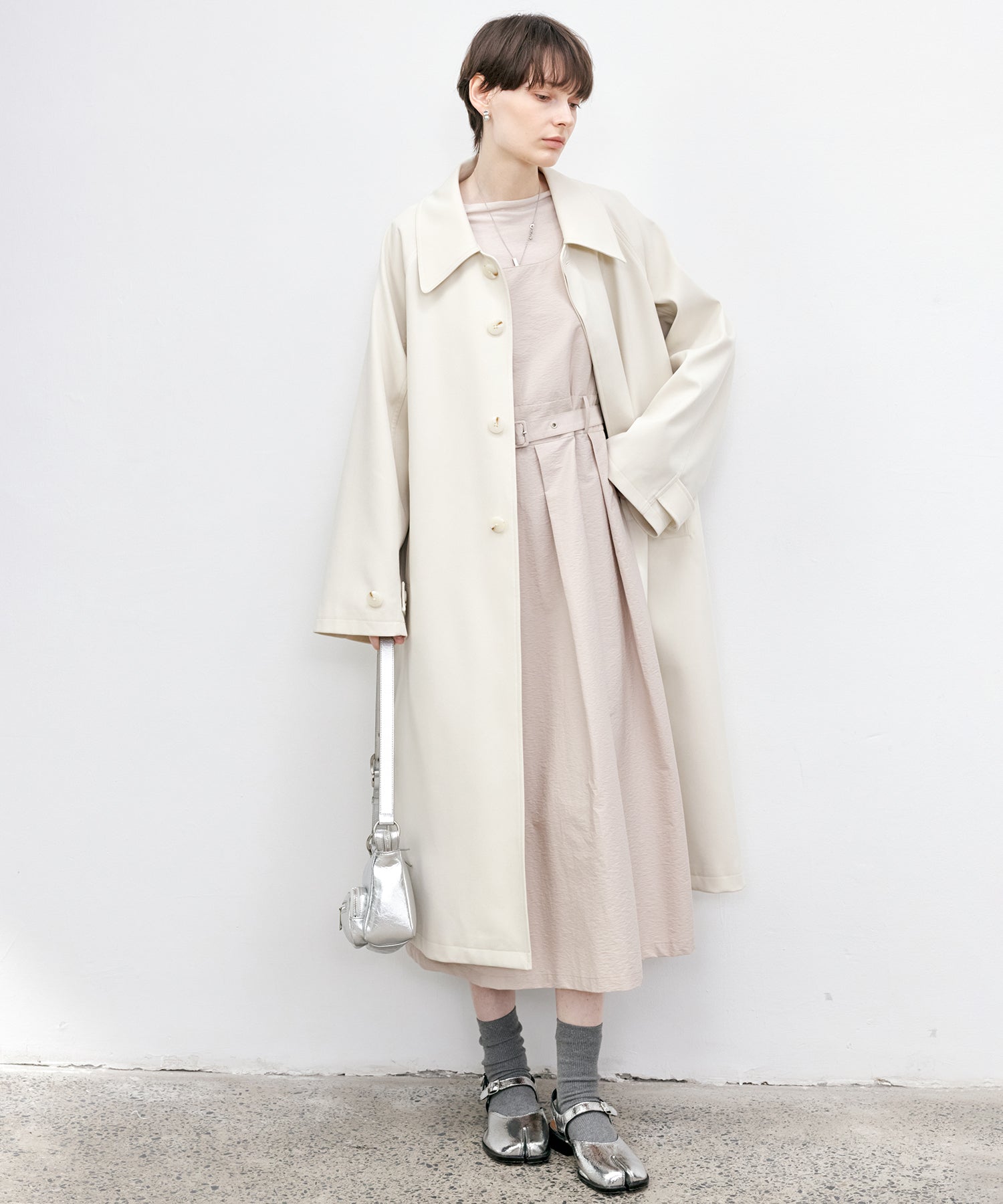 Oversized Raglan Sleeve Long Coat with Belt