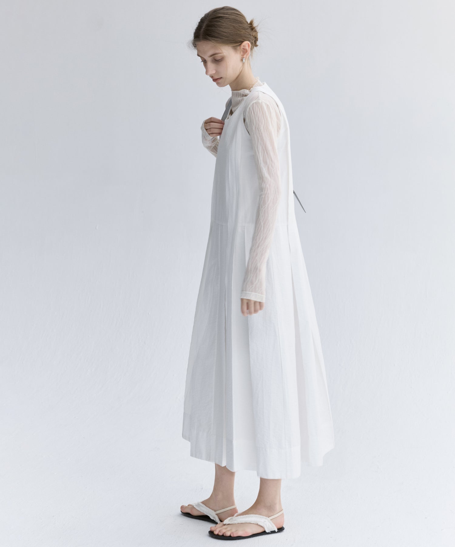 Tucked Sleeveless Long Dress