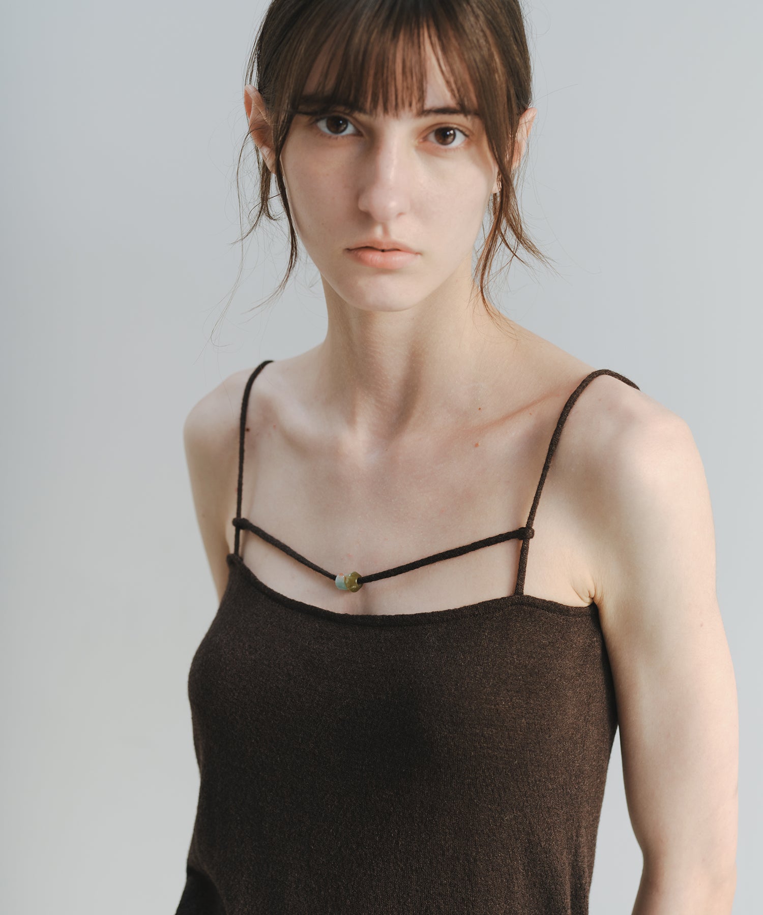 「8月中旬～下旬出荷」Wool Silk Beaded Strap Camisole