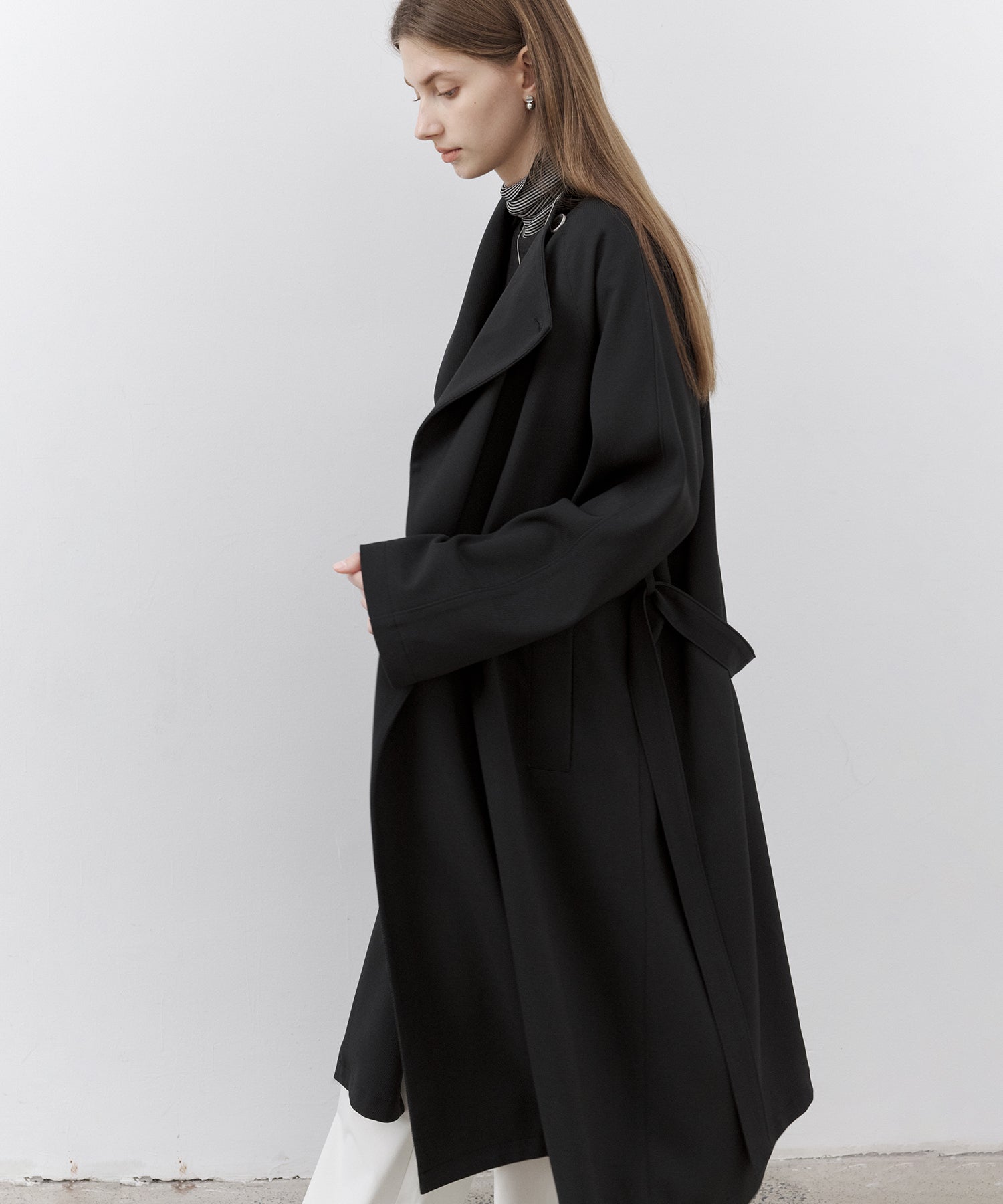 Asymmetric Collar Raglan Sleeve Long Coat
