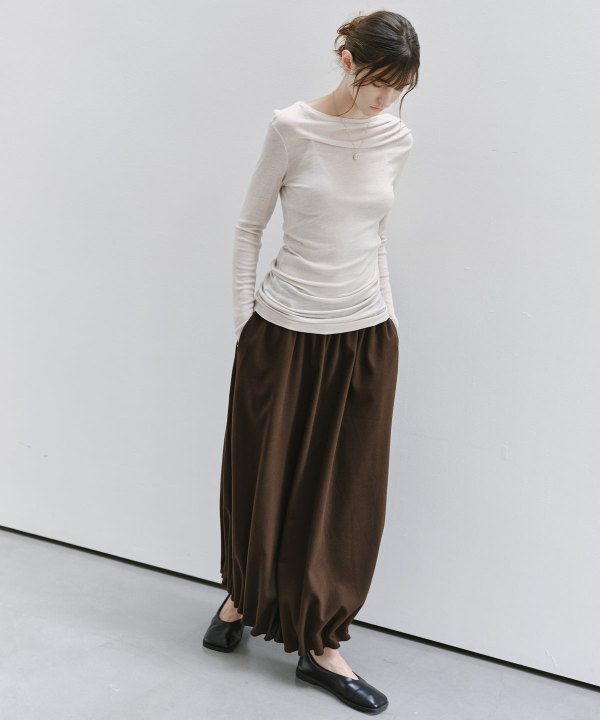 「10月下旬出荷予定」Wool-Like Balloon Flare Skirt