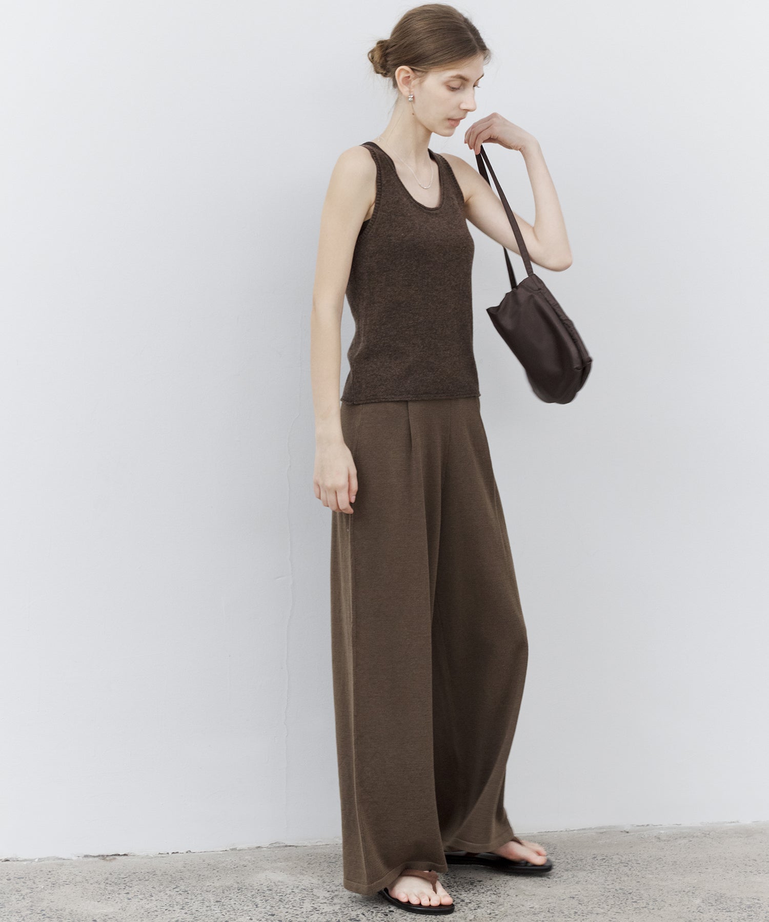 Drawstring Knit Wide Pants