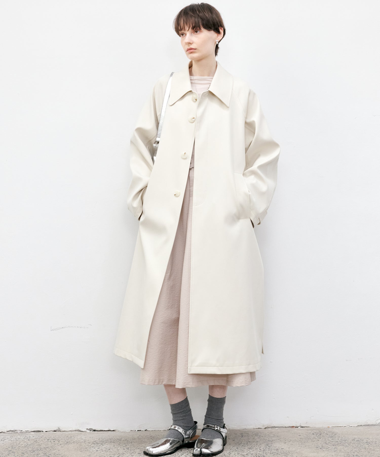 Oversized Raglan Sleeve Long Coat with Belt
