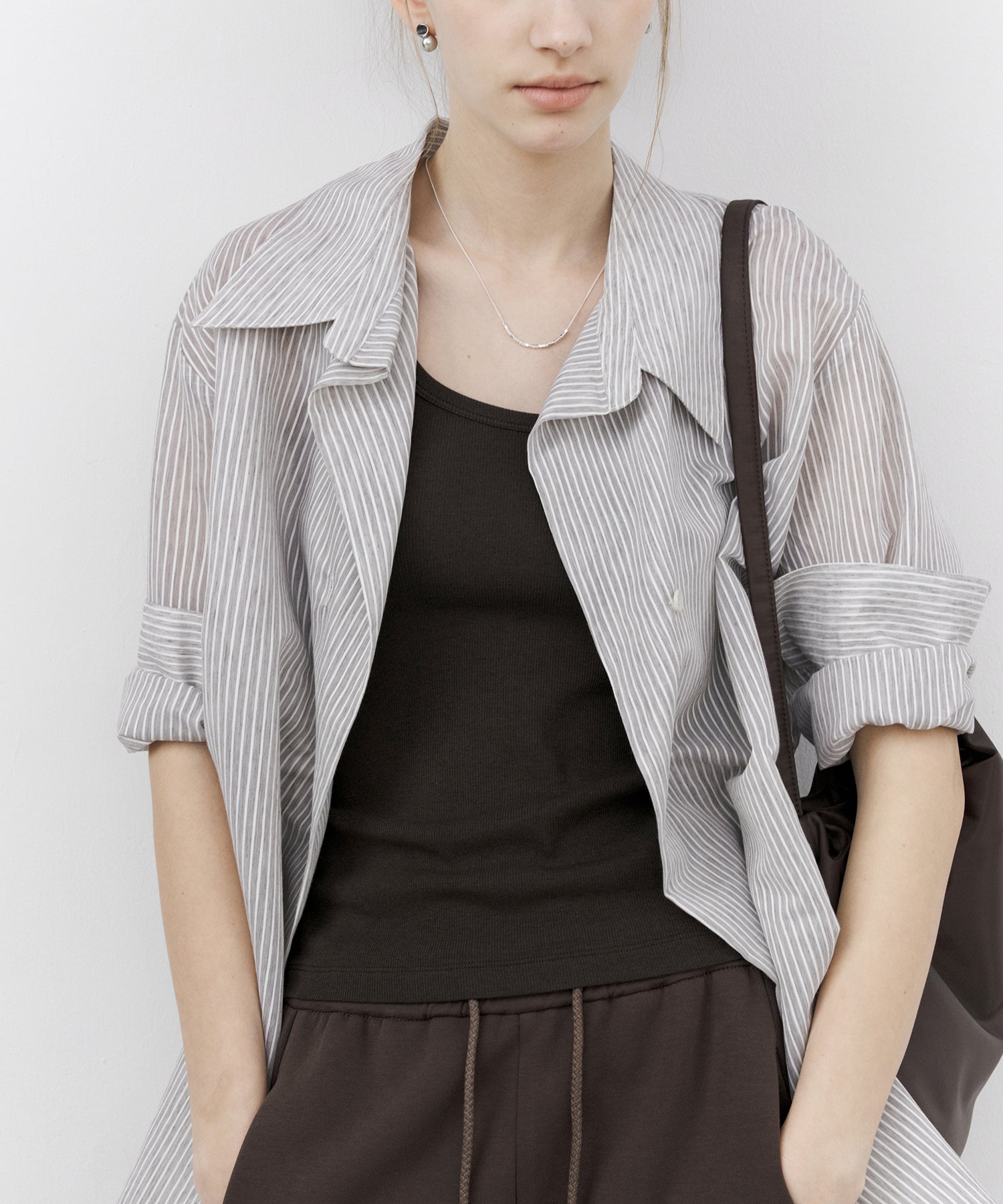 Sheer Stripe Wrap Shirt