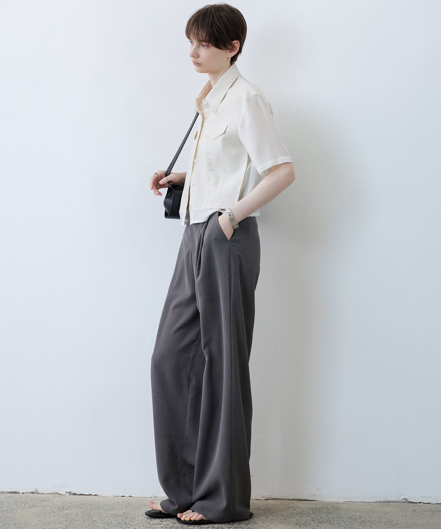 Textured Combo Cropped Shirt