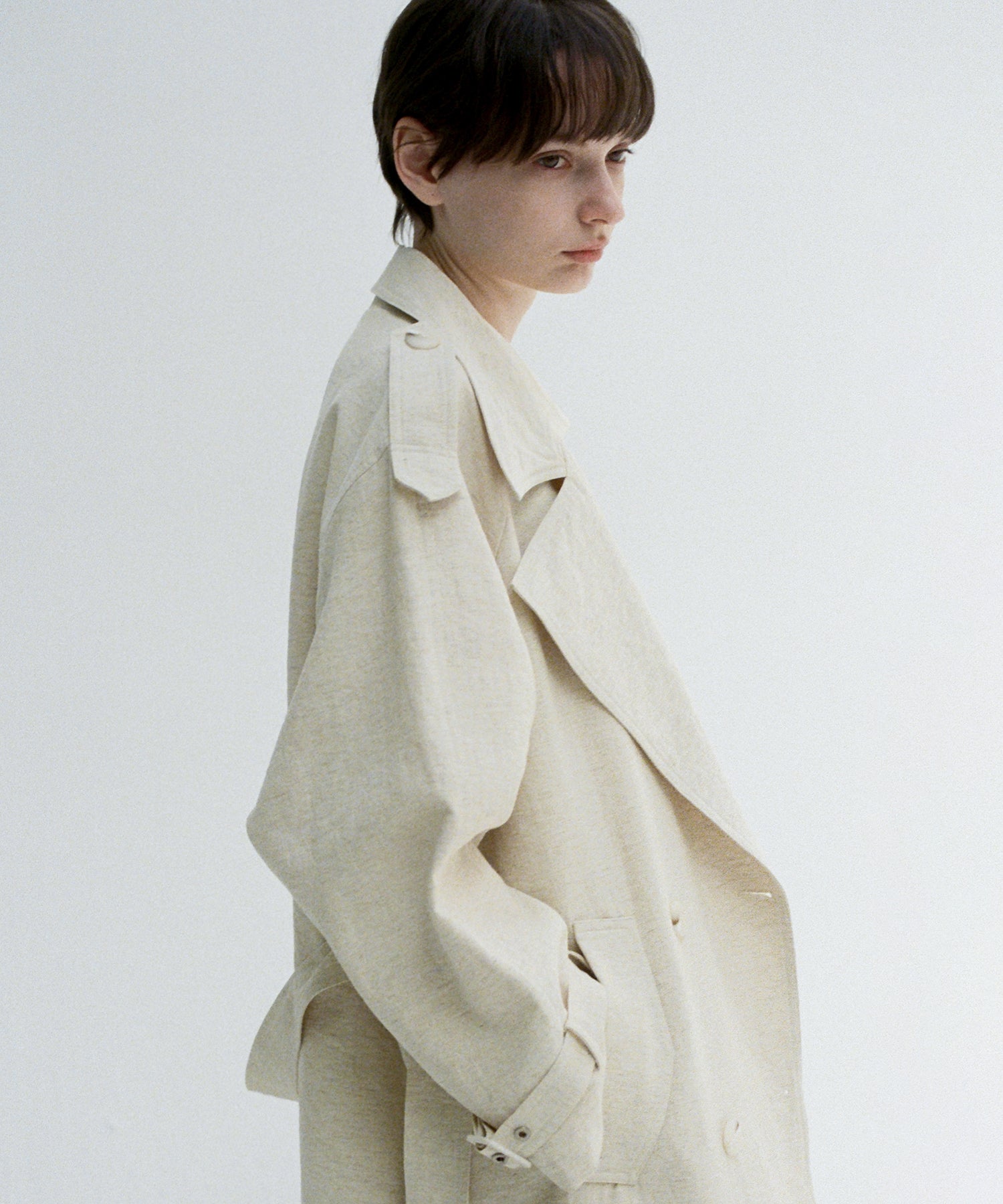 Double-Breasted Epaulette Trench Coat