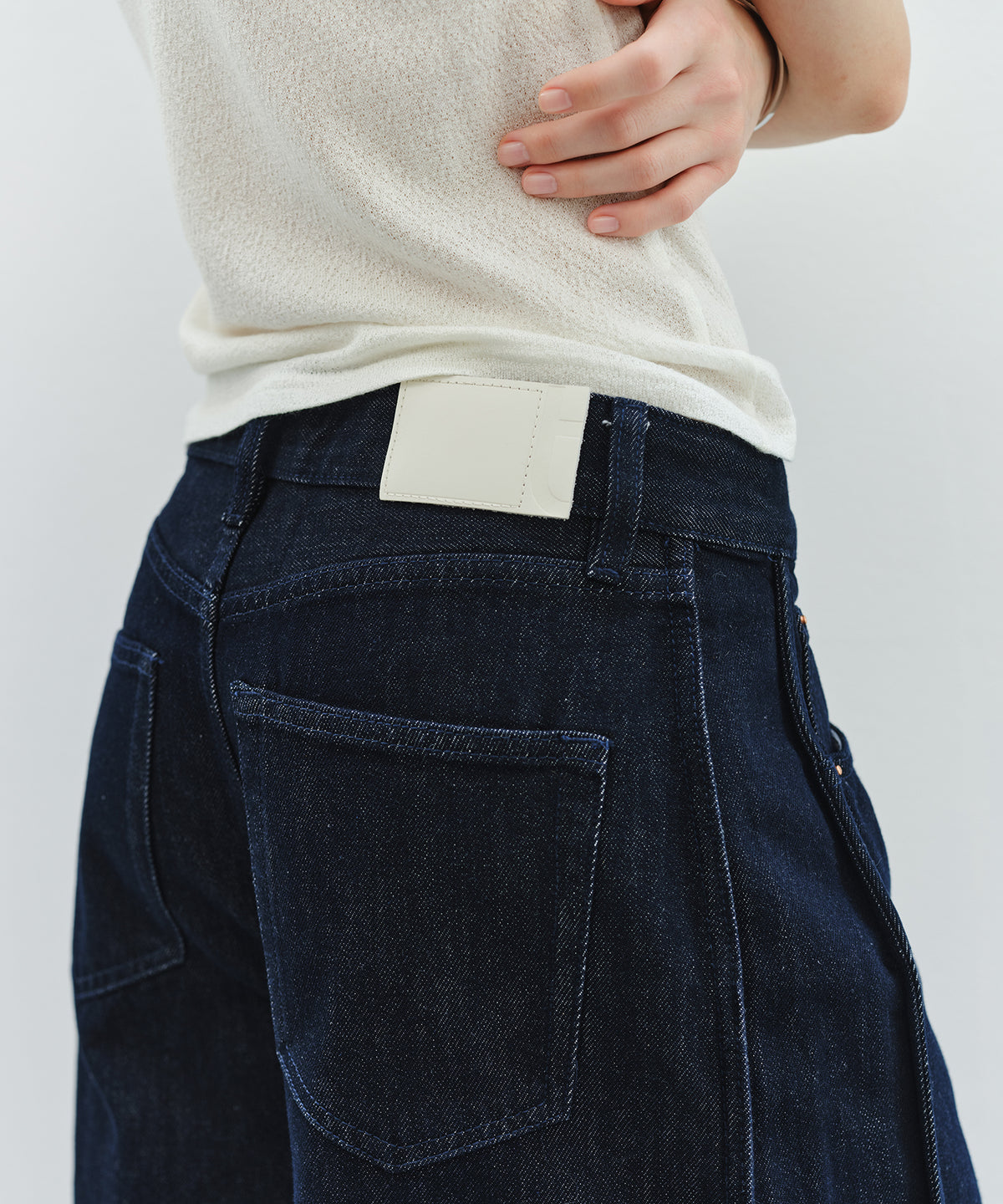 「10月下旬出荷予定」Side-Seam Detail Wide Denim Pants
