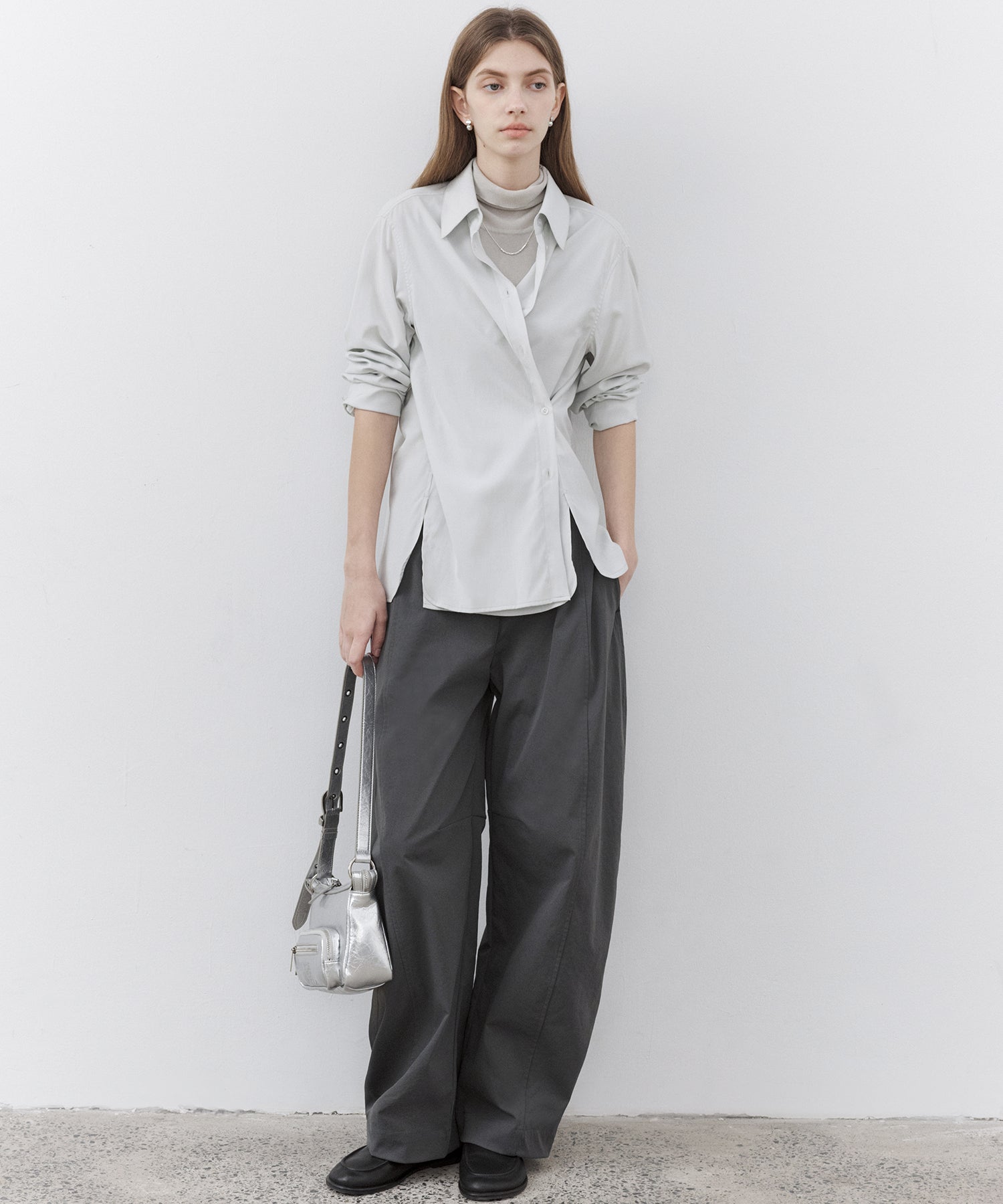 2-Way Asymmetric Button Long Sleeve Shirt