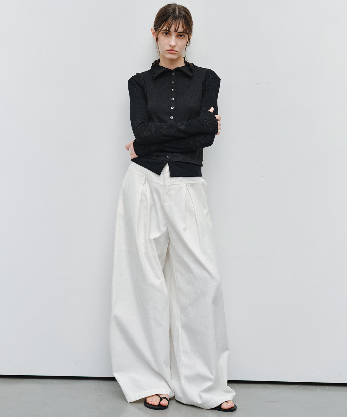 「9月下旬出荷予定」Paneled Drawstring Wide Pants