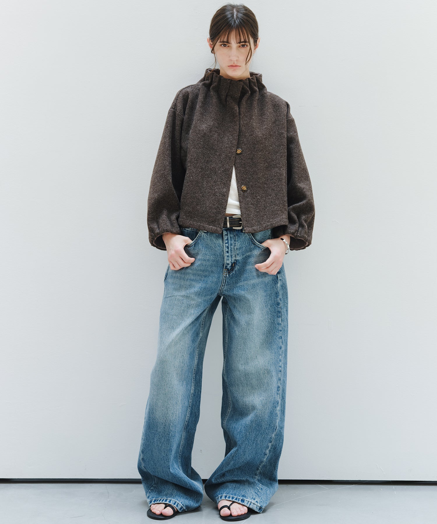 「9月下旬出荷予定」Washed Wide Straight Denim Pants