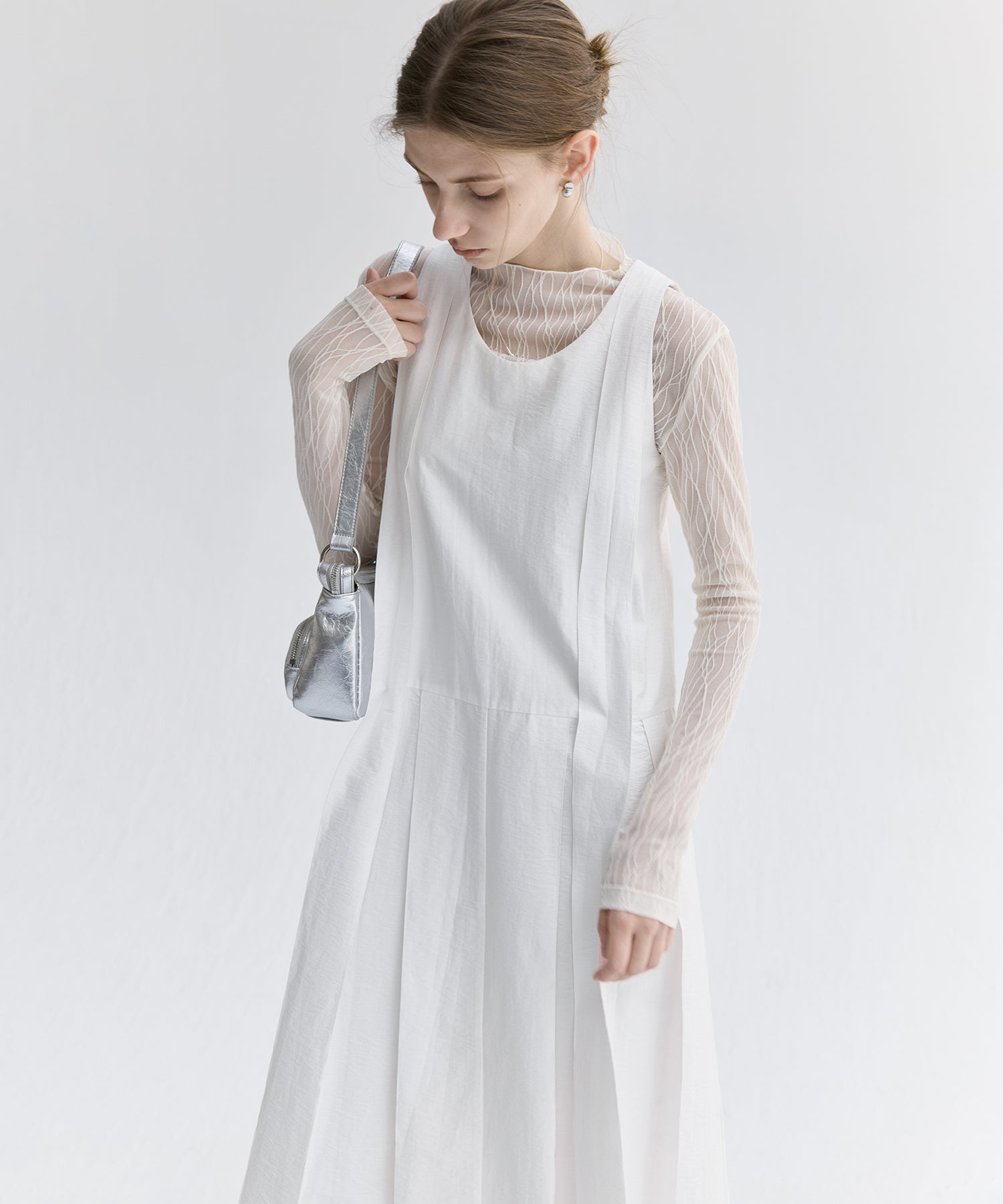 Tucked Sleeveless Long Dress